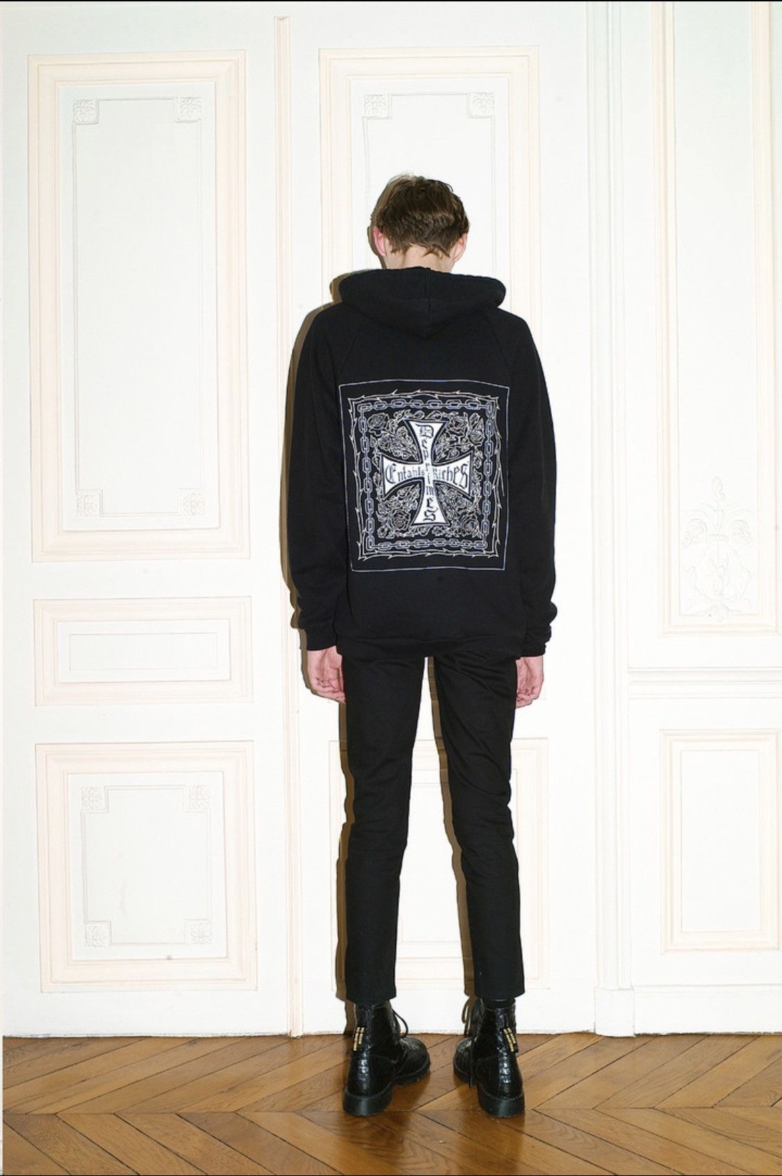 image of Enfants Riches Deprimes (Nwt) Erd Ss17 Croix Avec Des Roses Hoodie in Black, Men's (Size Medium)