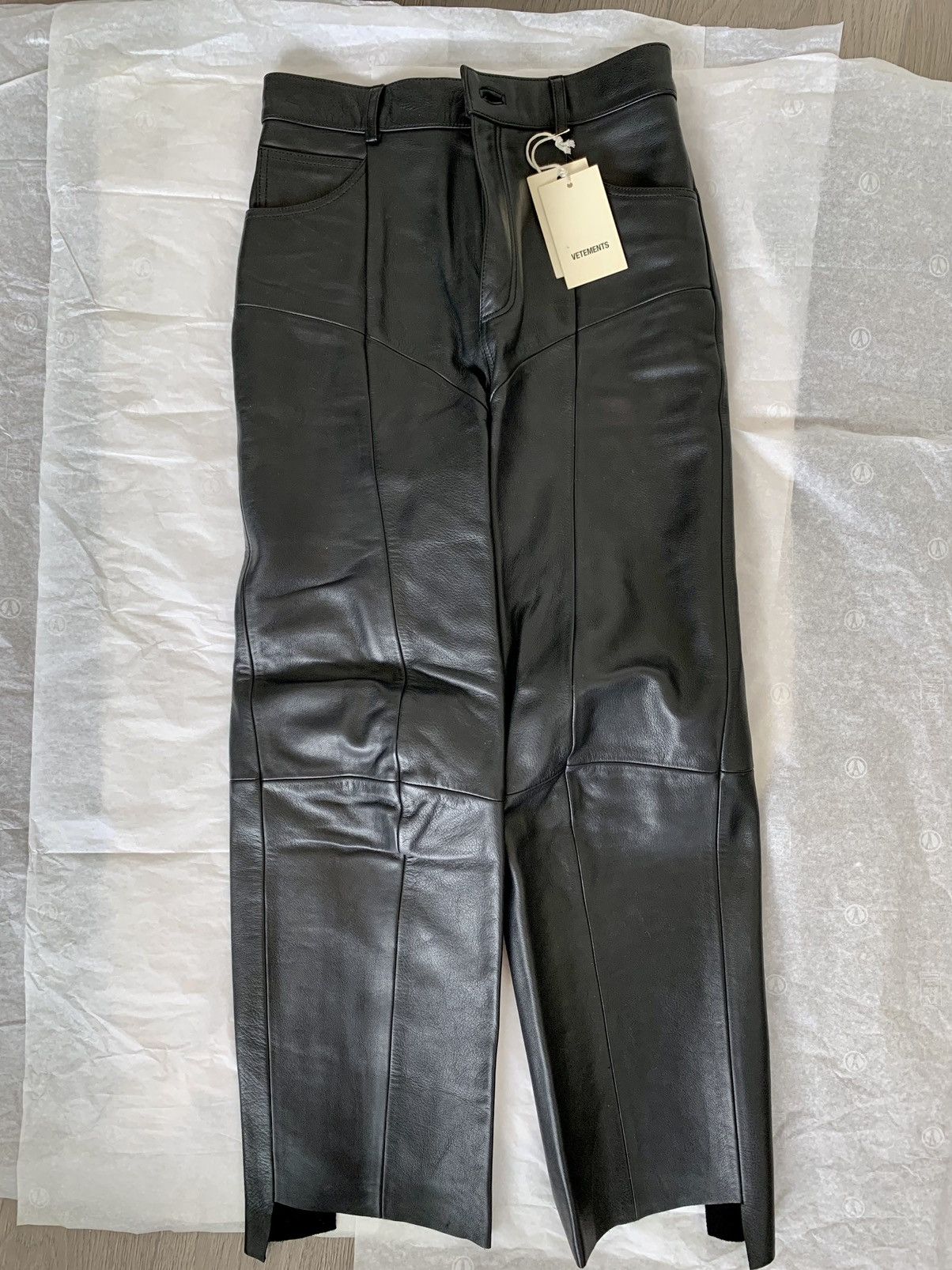 image of Vetements (Runway) Ss16 Reworked Leather Trousers in Black, Men's (Size 30)