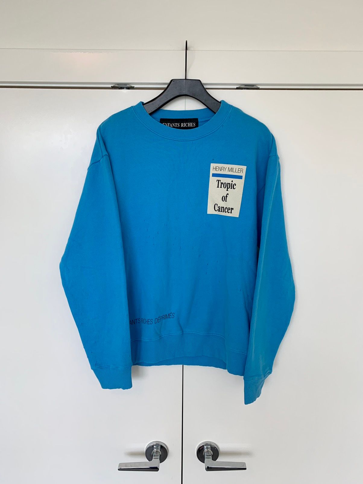 Pre-owned Enfants Riches Deprimes (nwt) Erd Ss17 Henry Miller Tropic Of Cancer Sweatshirt In Blue