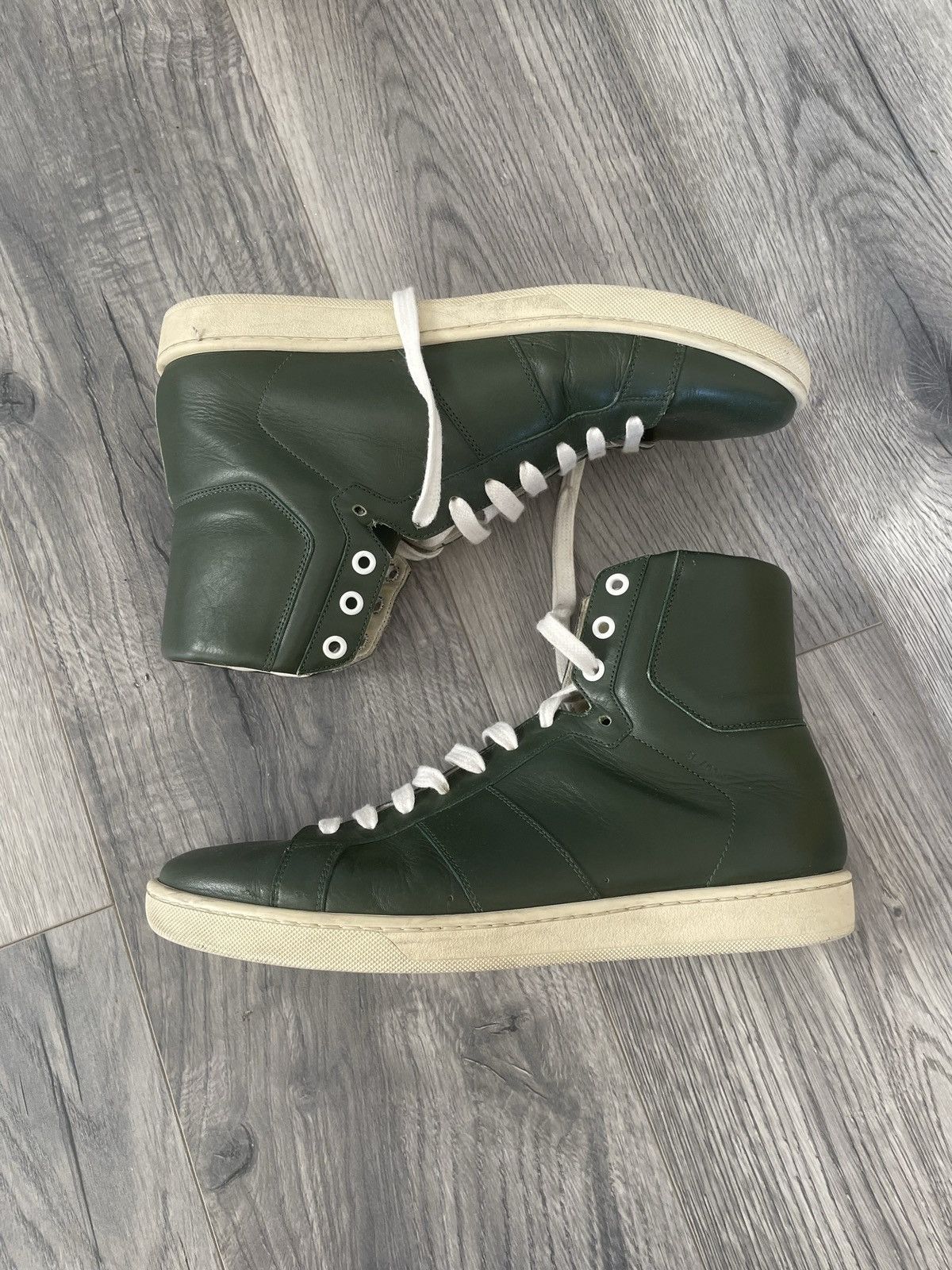 Saint Laurent Paris Green SL-10H Hi-Top Sneakers Size US 8.5 / EU 41-42 - 3 Thumbnail