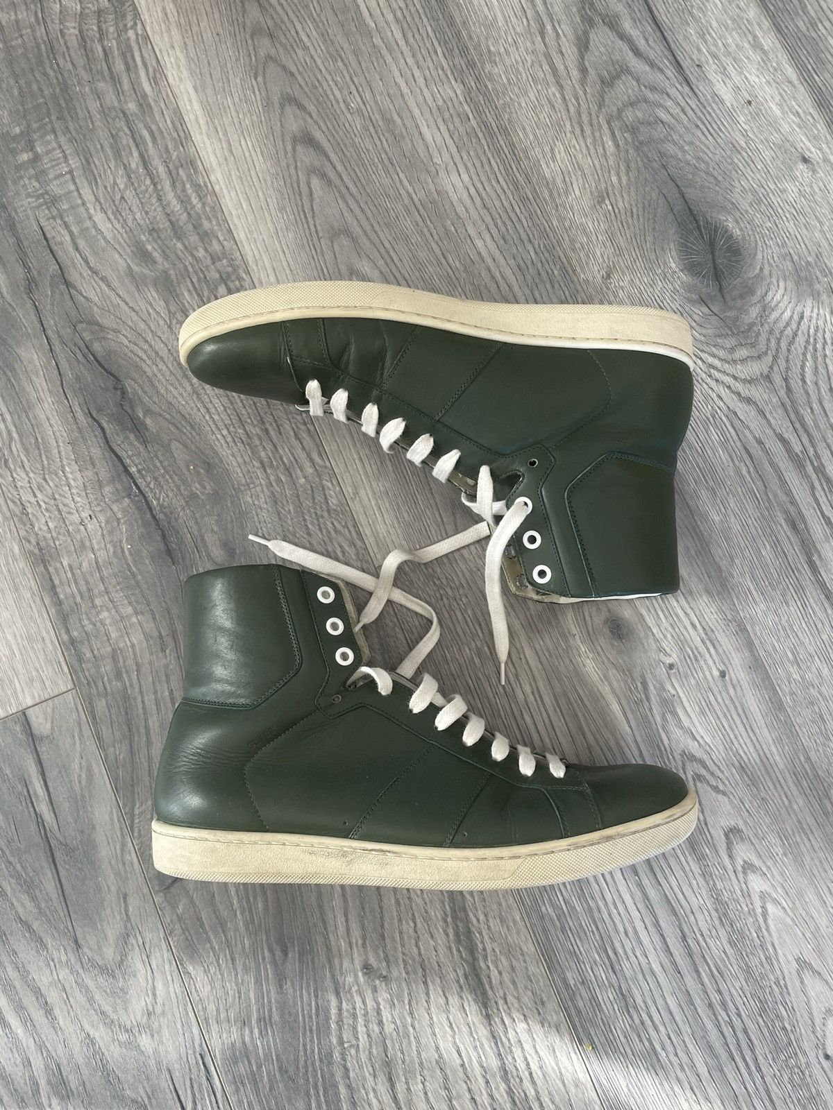 Saint Laurent Paris Green SL-10H Hi-Top Sneakers Size US 8.5 / EU 41-42 - 7 Thumbnail