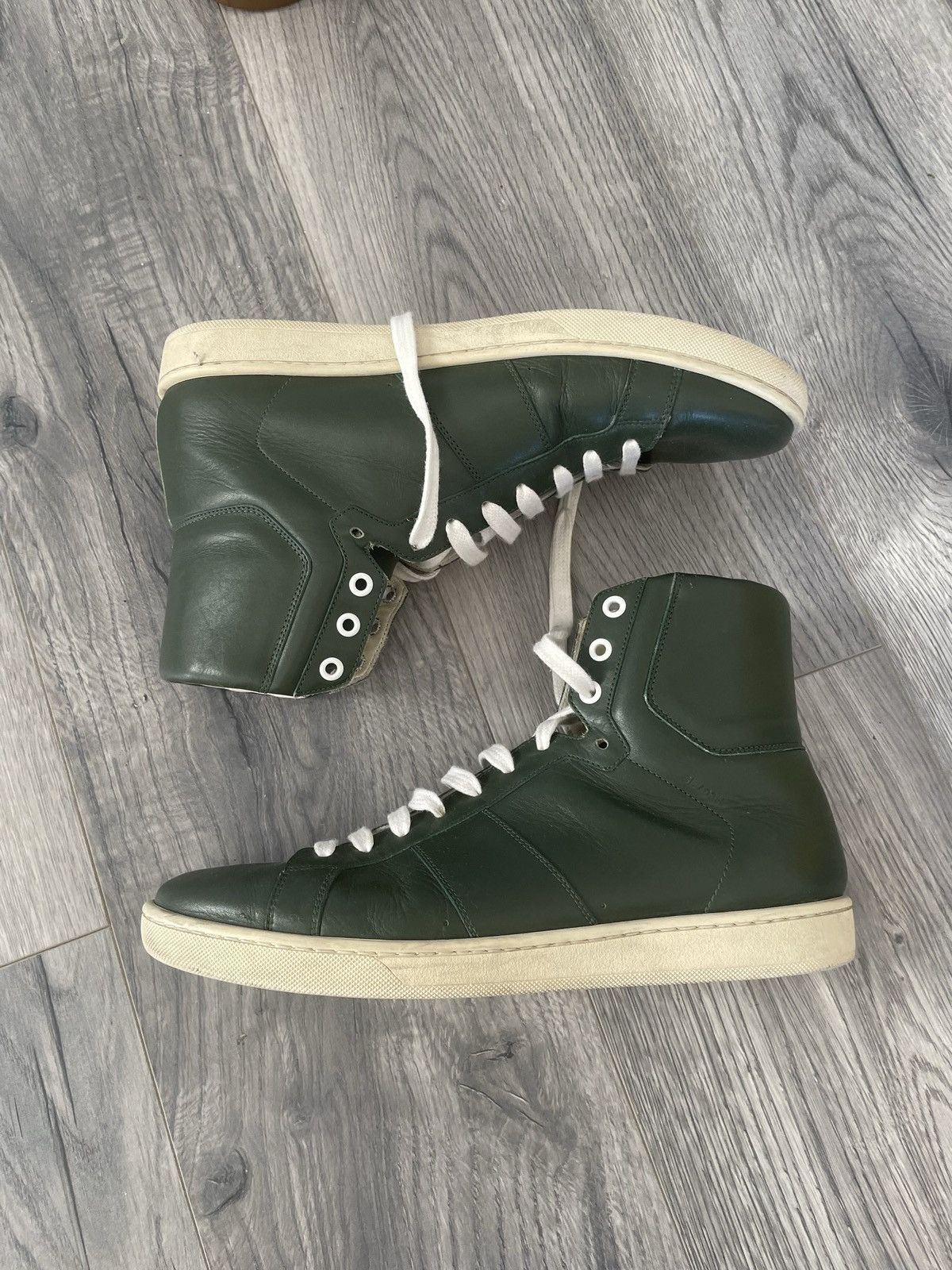 Saint Laurent Paris Green SL-10H Hi-Top Sneakers Size US 8.5 / EU 41-42 - 2 Thumbnail
