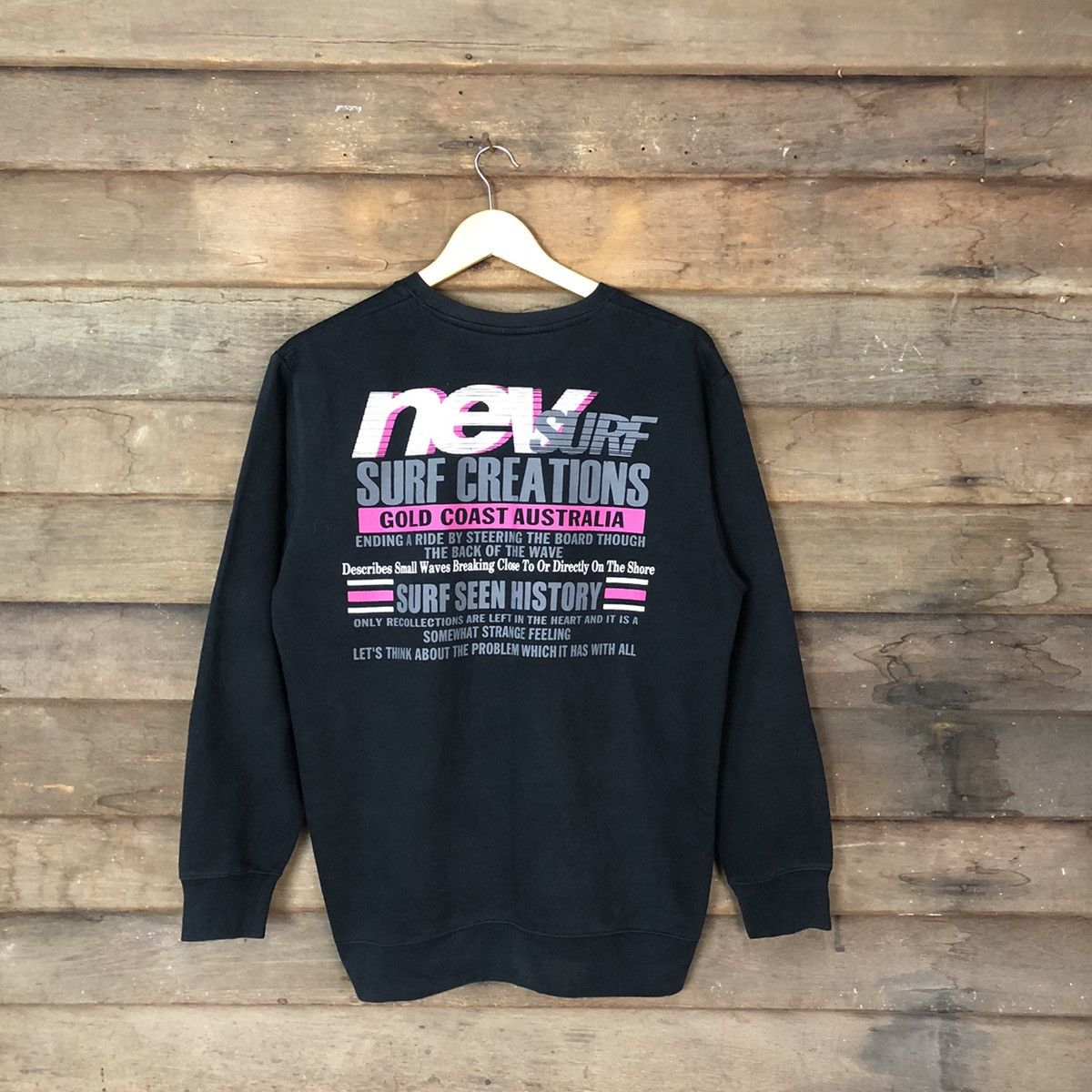 Vintage Nev Surf Future Shapes Black Sweatshirt #147B Size US L / EU 52-54 / 3 - 1 Thumbnail