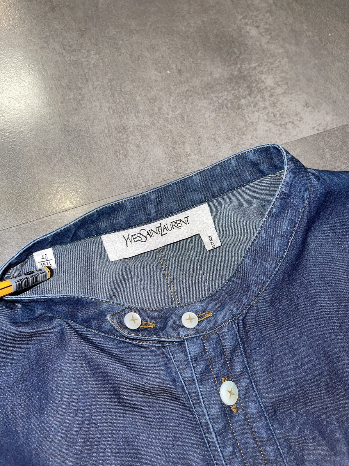 Saint Laurent Paris Archive! FW11 Pilati Era Yves Saint Laurent Denim Shirt Size US M / EU 48-50 / 2 - 16 Thumbnail