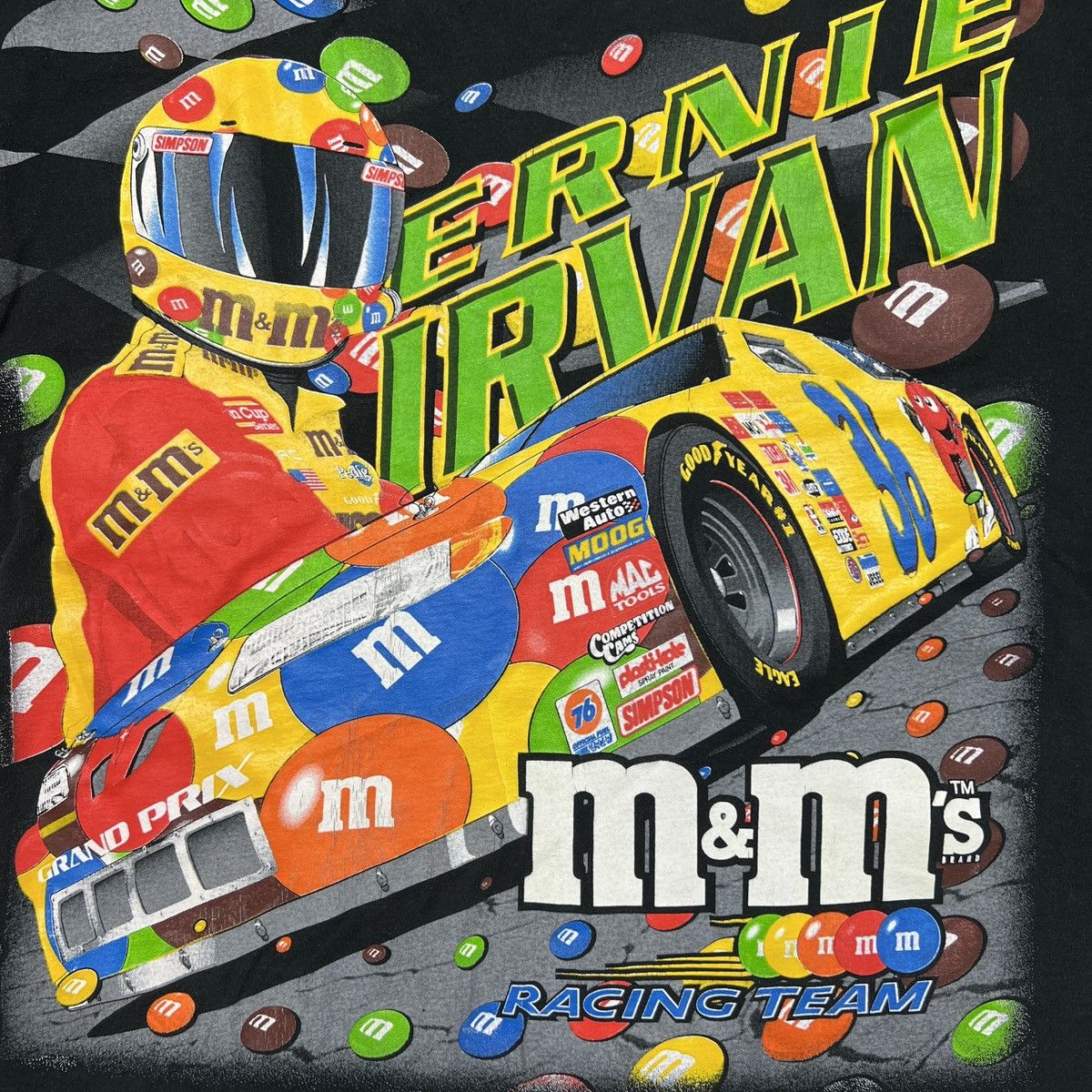 Vintage 1999 Ernie Irvan T Shirt M&Ms NASCAR Racing AOP Tee