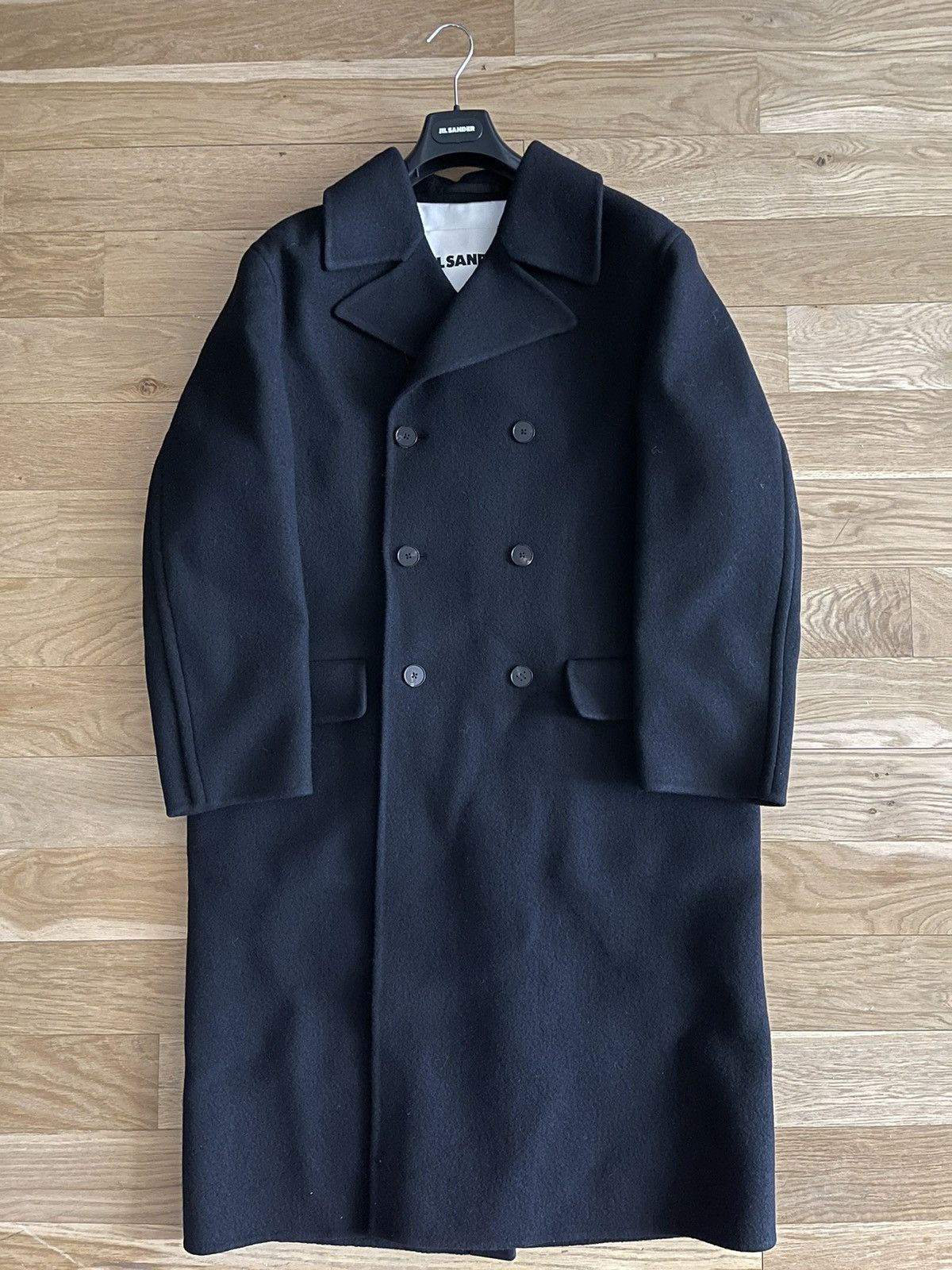 image of Jil Sander Double Breasted Coat in Black, Men's (Size Small)