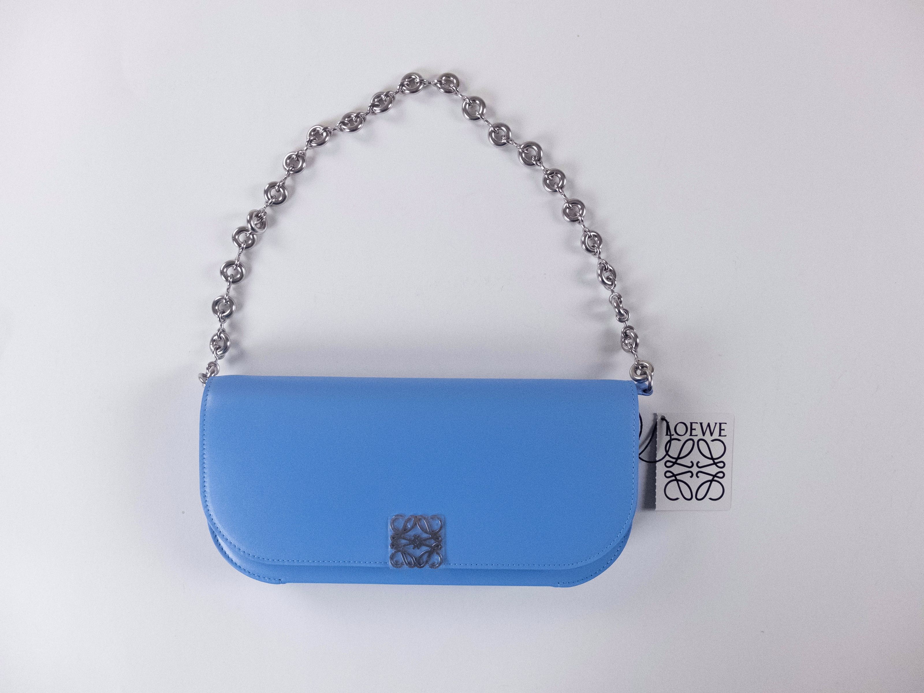 Loewe LOEWE Goya celestine blue long leather chain clutch bag Size ONE SIZE - 1 Thumbnail