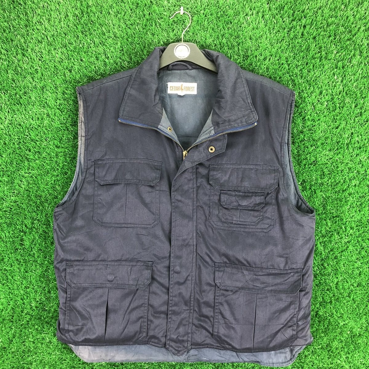 image of Tracey Vest x Vintage 80's Puffer Vest Multi Pocket By Cedar Forest in Blue, Men's (Size XL)