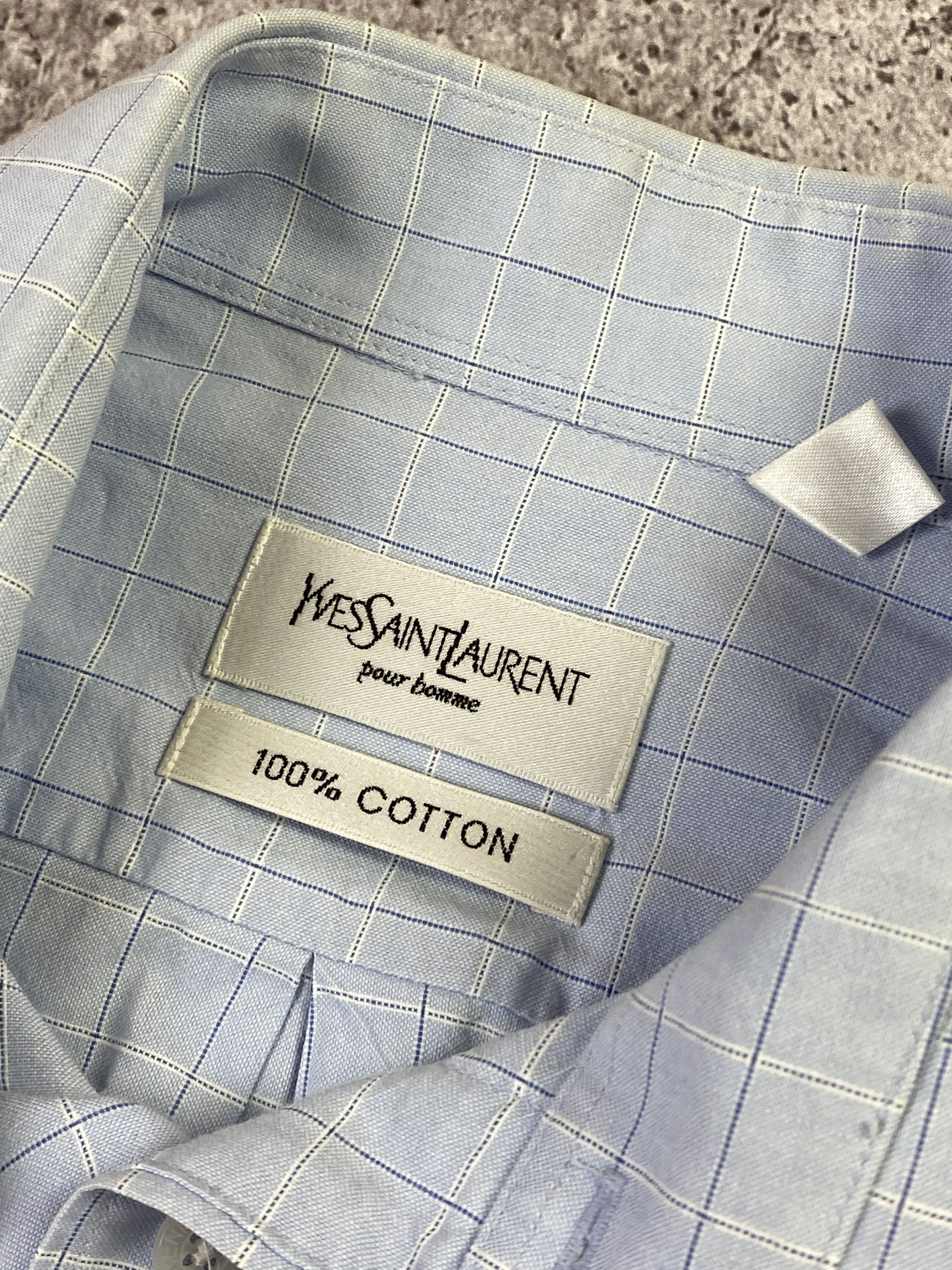 Vintage × Yves Saint Laurent Cotton YSL Shirt Summer Check Long Sleeve Size US L / EU 52-54 / 3 - 4 Thumbnail