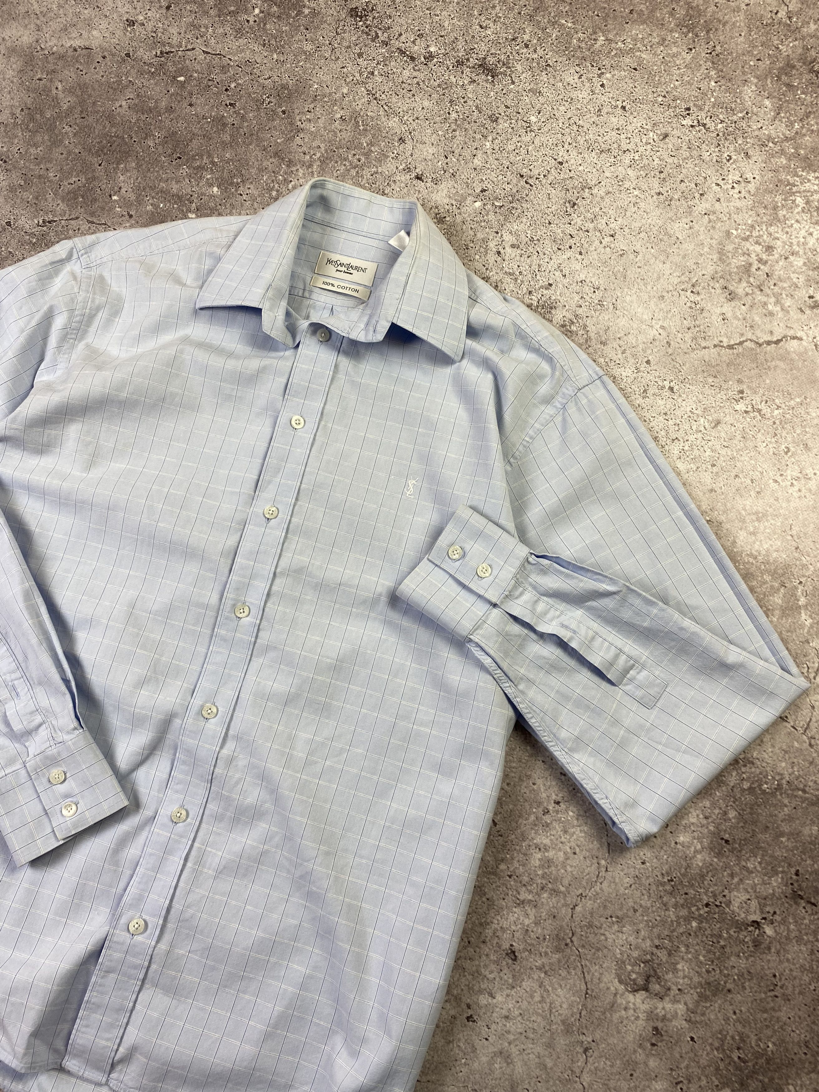 Vintage × Yves Saint Laurent Cotton YSL Shirt Summer Check Long Sleeve Size US L / EU 52-54 / 3 - 2 Thumbnail