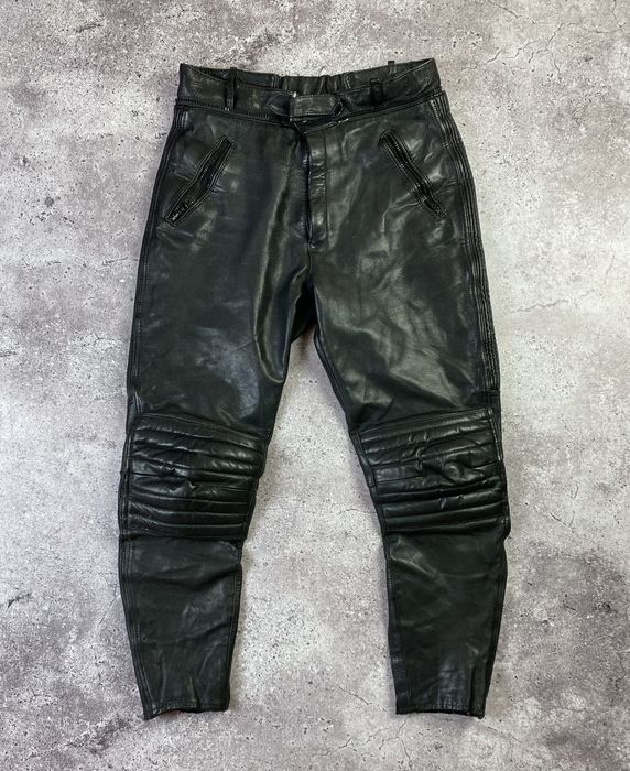 Genuine Leather Vintage Racing Leather Pants Biker Playboi Carti Style ...