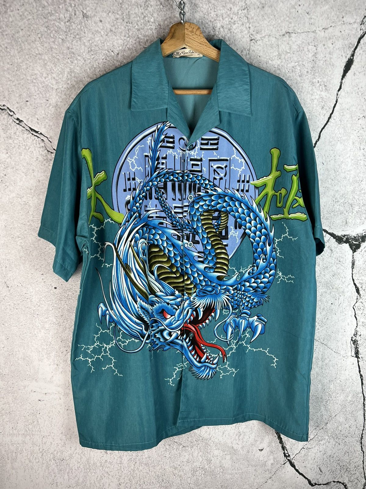 Vintage Vintage y2k dragon flames shirt button up Size US XL / EU 56 / 4 - 1 Thumbnail