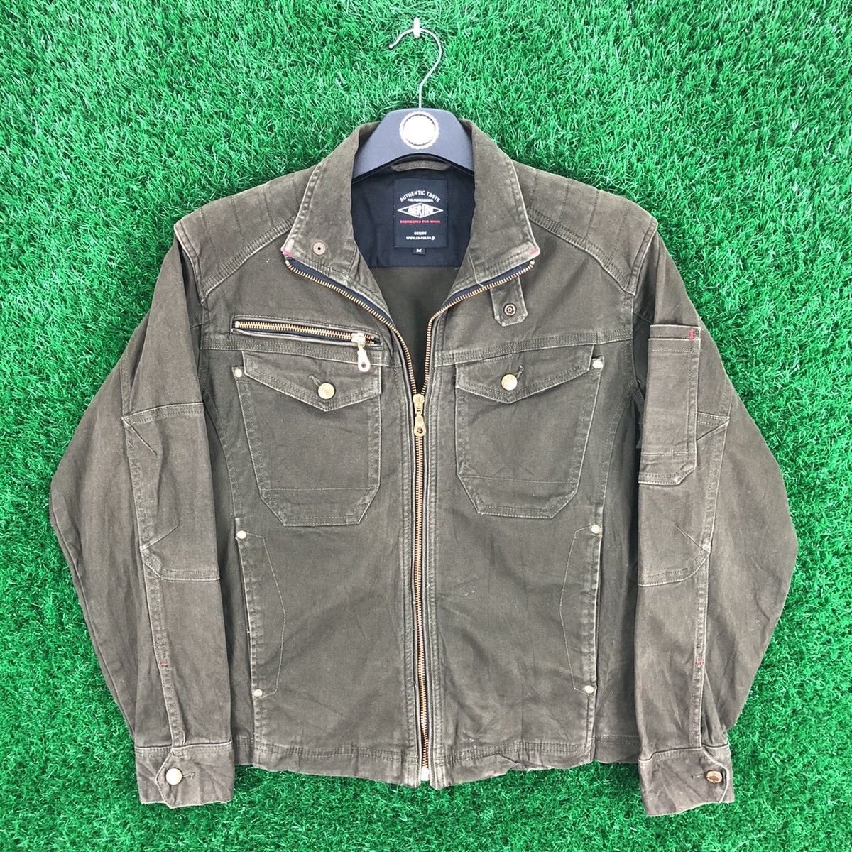 image of Vintage 90's Geride Engineered For Work Zipper Jacket in Dark Green, Men's (Size Medium)