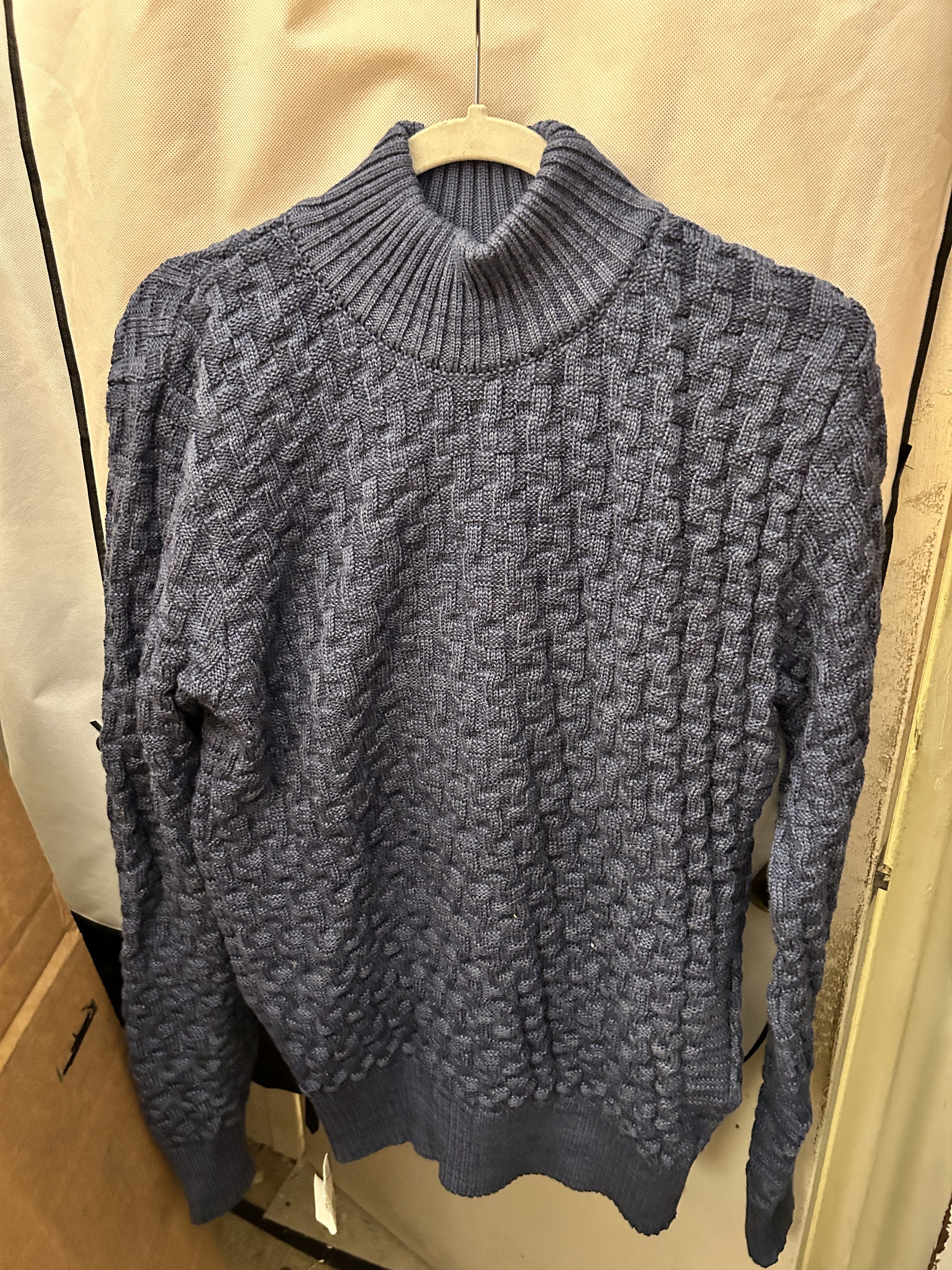 Stark Basketweave Virgin and Merino Mock-Neck Sweater