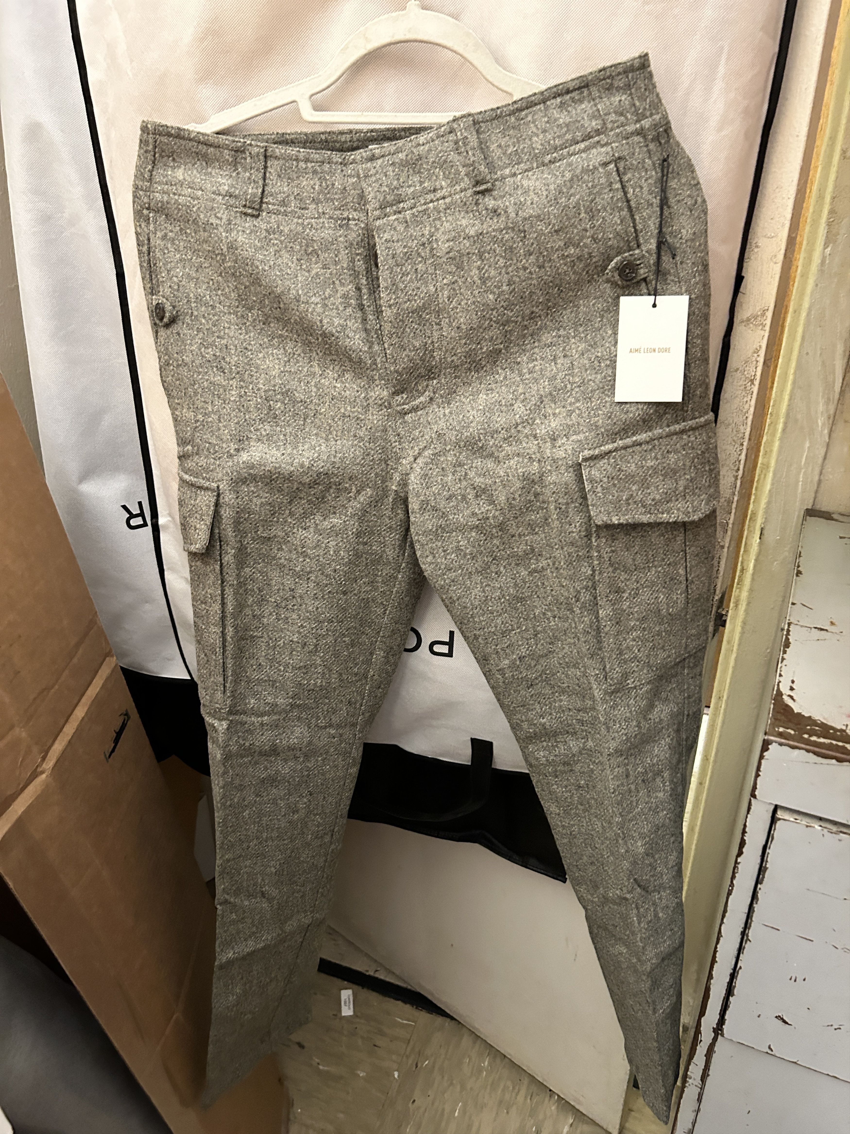 image of Aime Leon Dore Grey Cargo Trouser Straight Fit, Men's (Size 30)