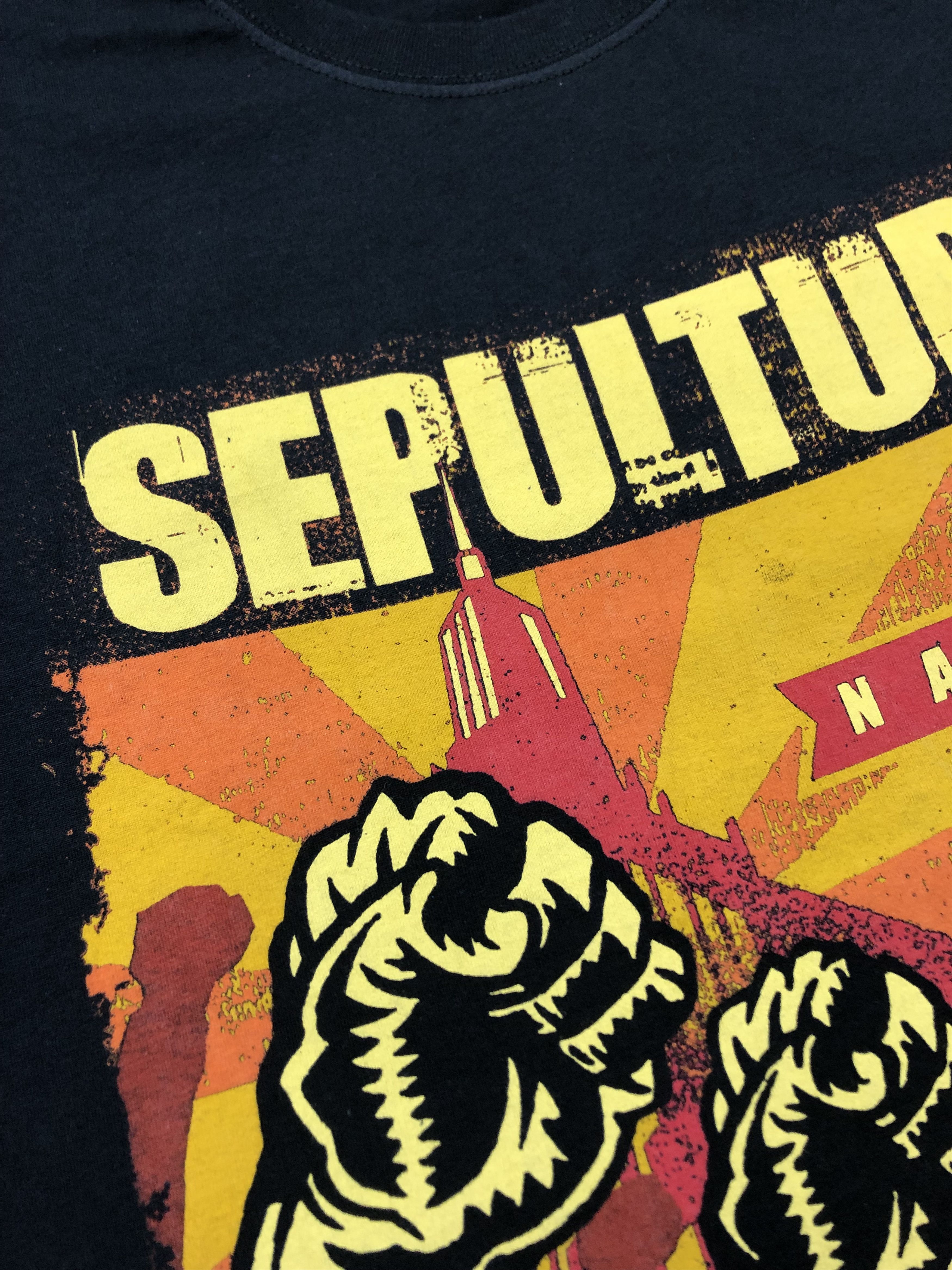 Band Tees × Vintage Vintage Sepultura Nation Rock Tee Shirt Band Y2K Hype Drill Size US XL / EU 56 / 4 - 5 Thumbnail