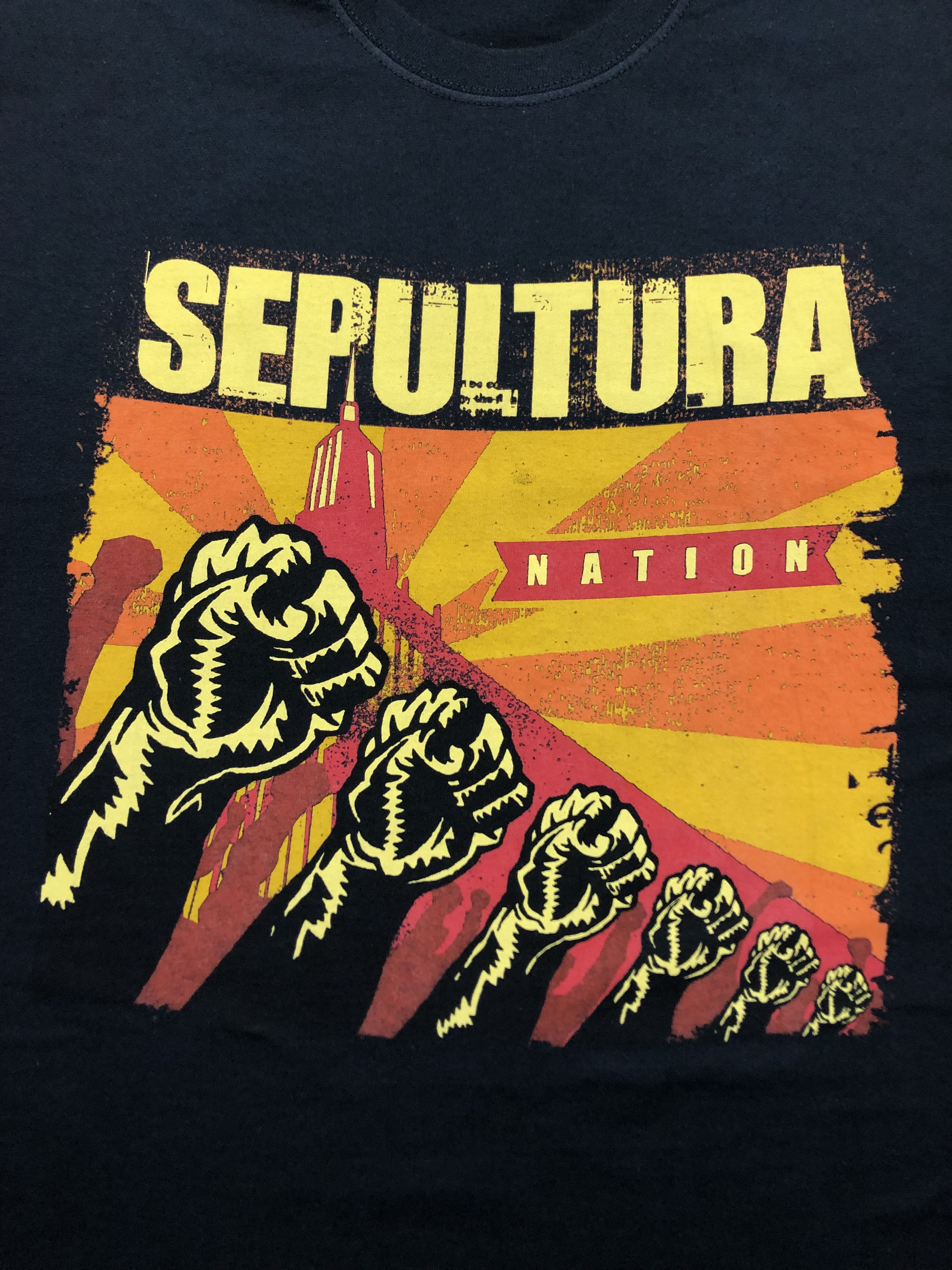 Band Tees × Vintage Vintage Sepultura Nation Rock Tee Shirt Band Y2K Hype Drill Size US XL / EU 56 / 4 - 3 Thumbnail
