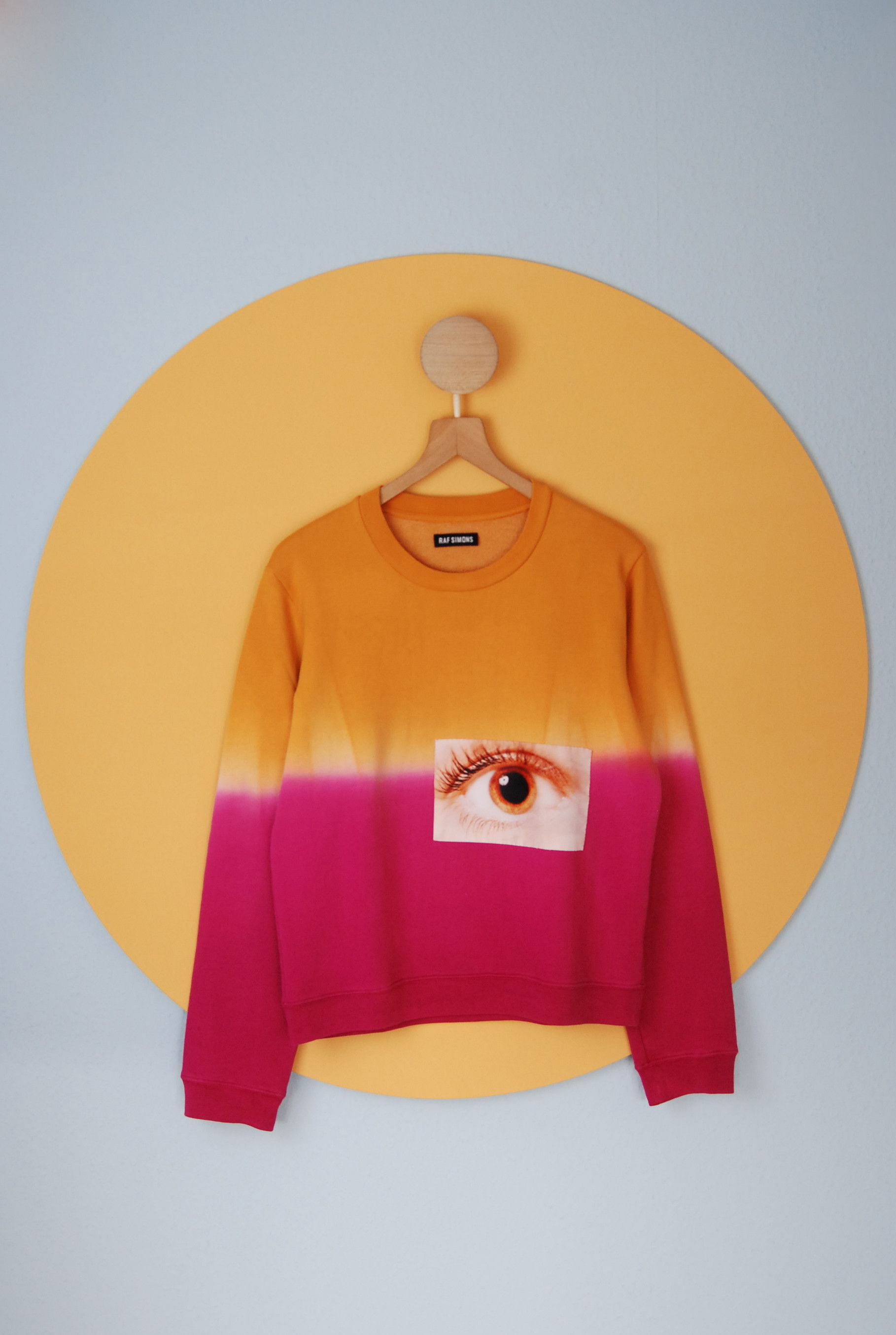 image of Raf Simons Ss13 Dip Dye Sweater Eye Patch in Orange, Men's (Size Small)