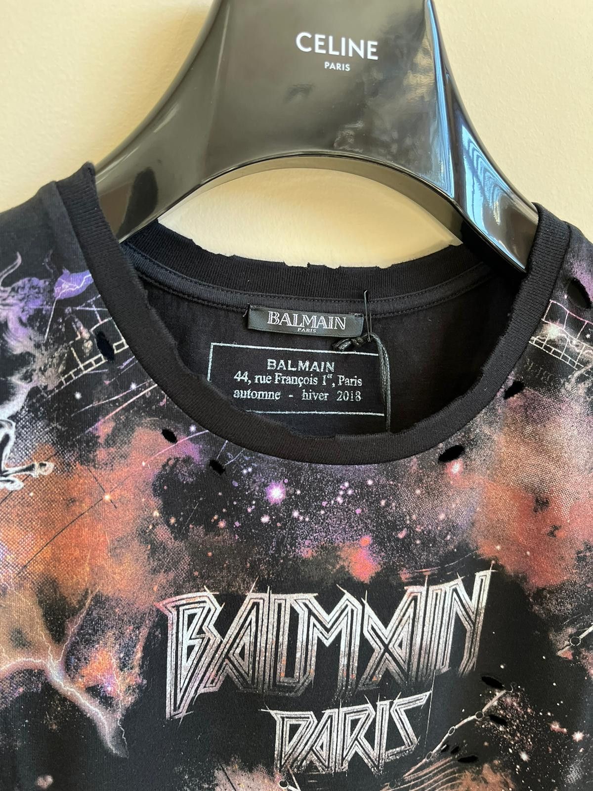 Balmain o1rshd1 Galaxy Logo Tee in Black / Multi Size US L / EU 52-54 / 3 - 3 Thumbnail
