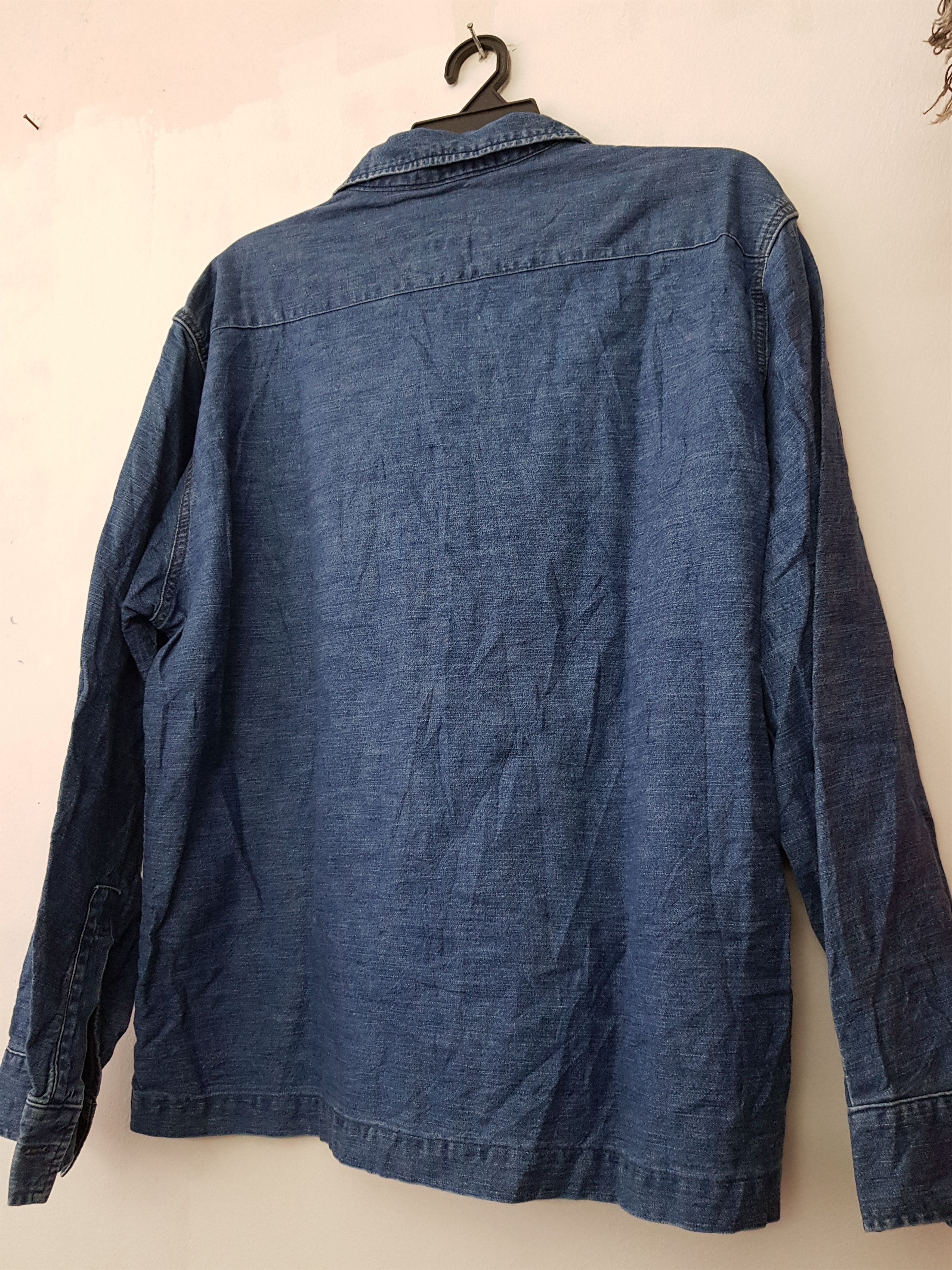 Indigo Vintage Indigo Denim Pullover Shirt with Tie String Size US L / EU 52-54 / 3 - 8 Thumbnail