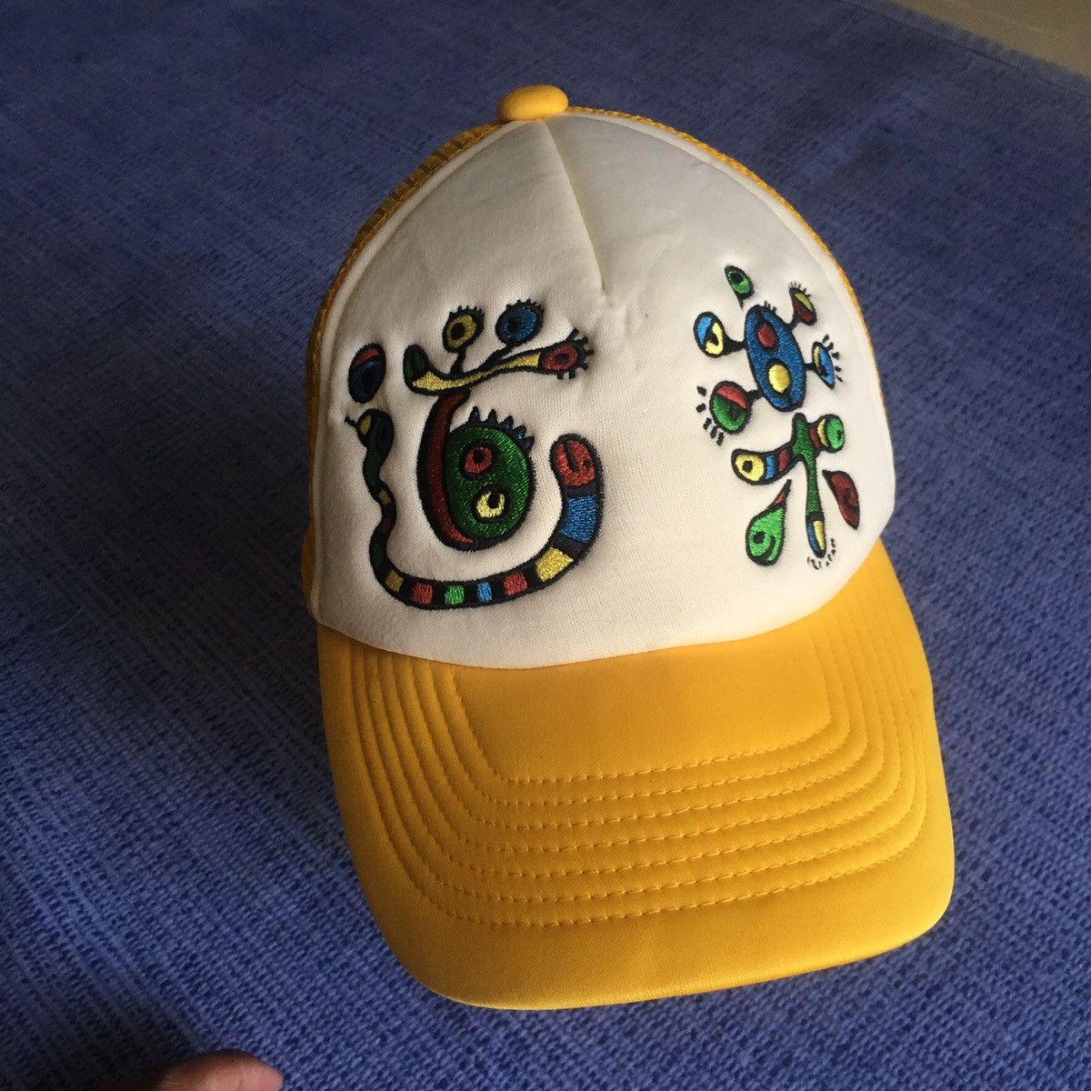 image of Evisu Embroided Hat in White/Yellow, Men's