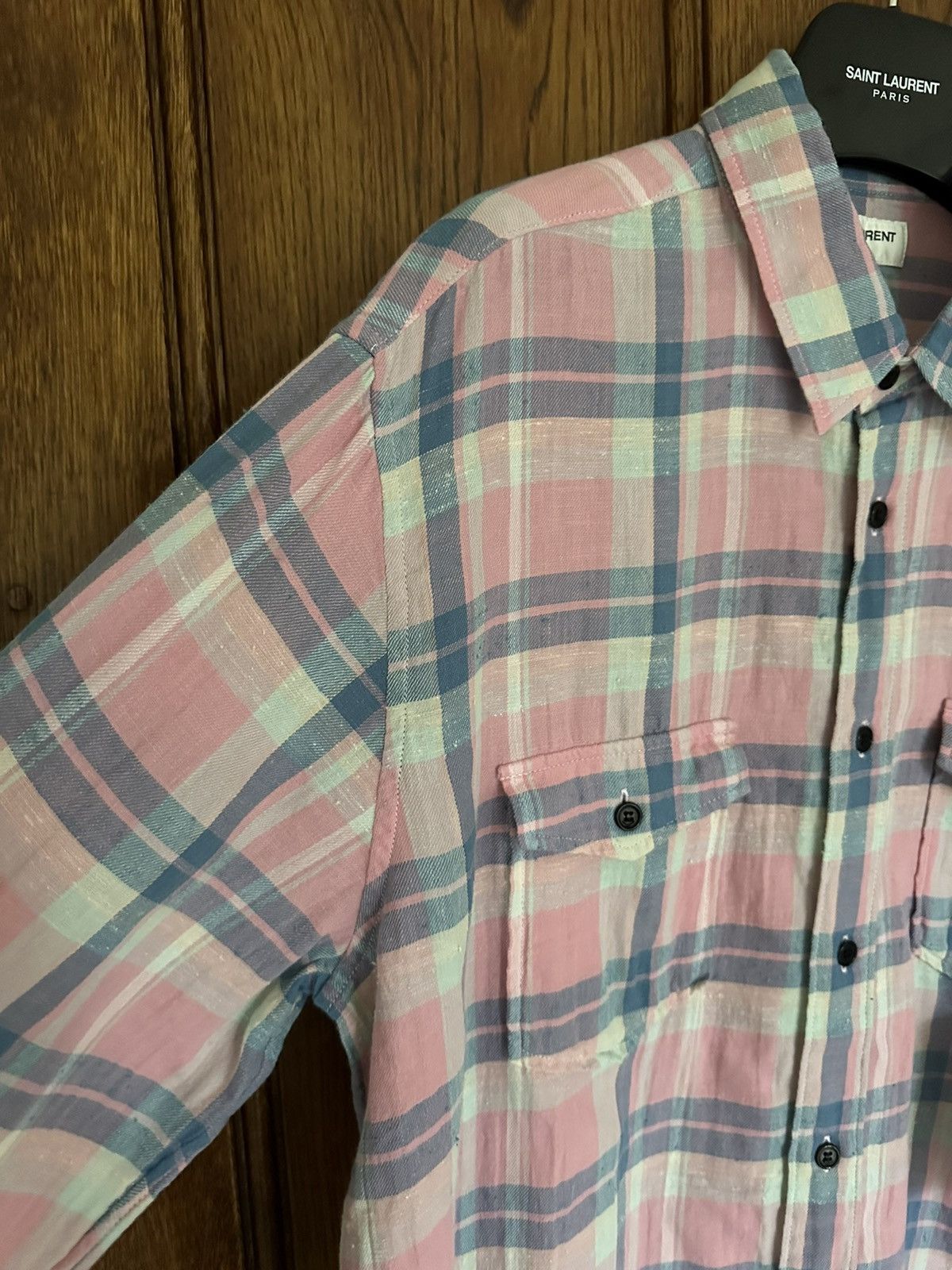 Saint Laurent Paris SS19 $890 Saint Laurent pink flannel *super rare* Size US XL / EU 56 / 4 - 10 Thumbnail
