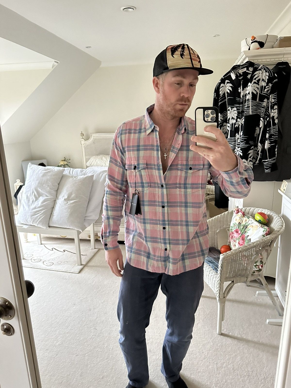 Saint Laurent Paris SS19 $890 Saint Laurent pink flannel *super rare* Size US XL / EU 56 / 4 - 3 Thumbnail