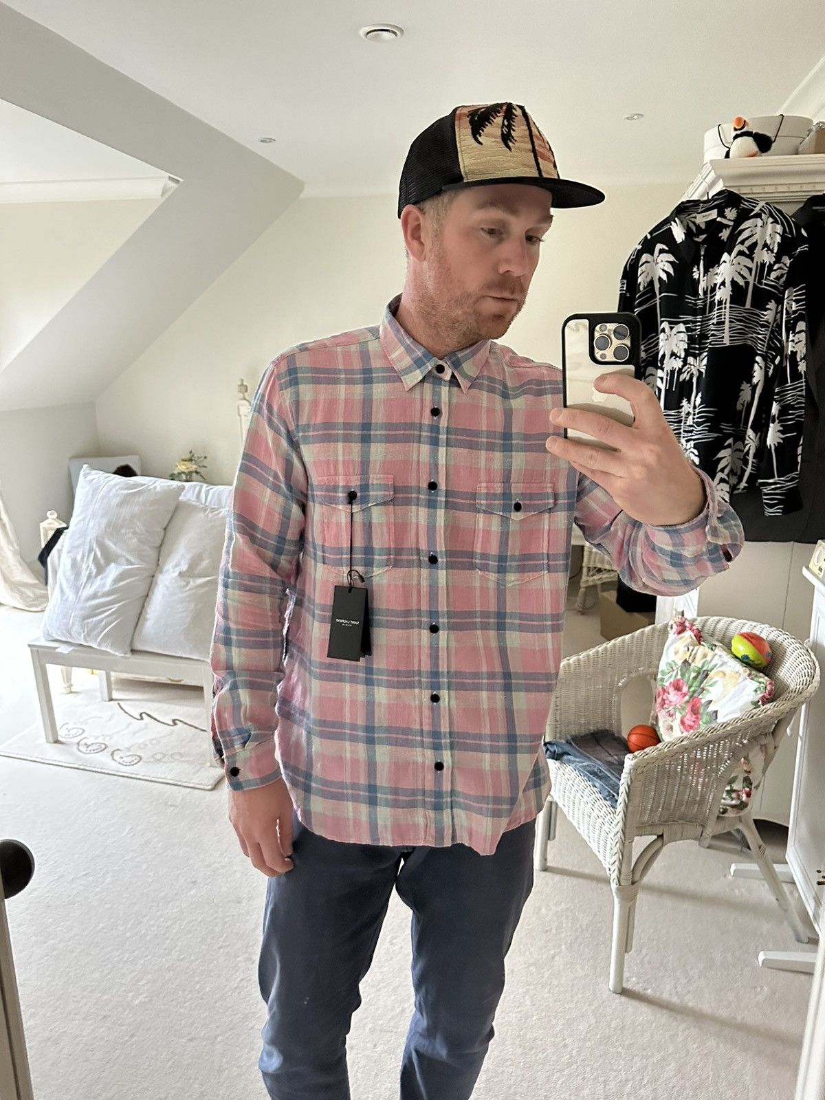 Saint Laurent Paris SS19 $890 Saint Laurent pink flannel *super rare* Size US XL / EU 56 / 4 - 2 Thumbnail