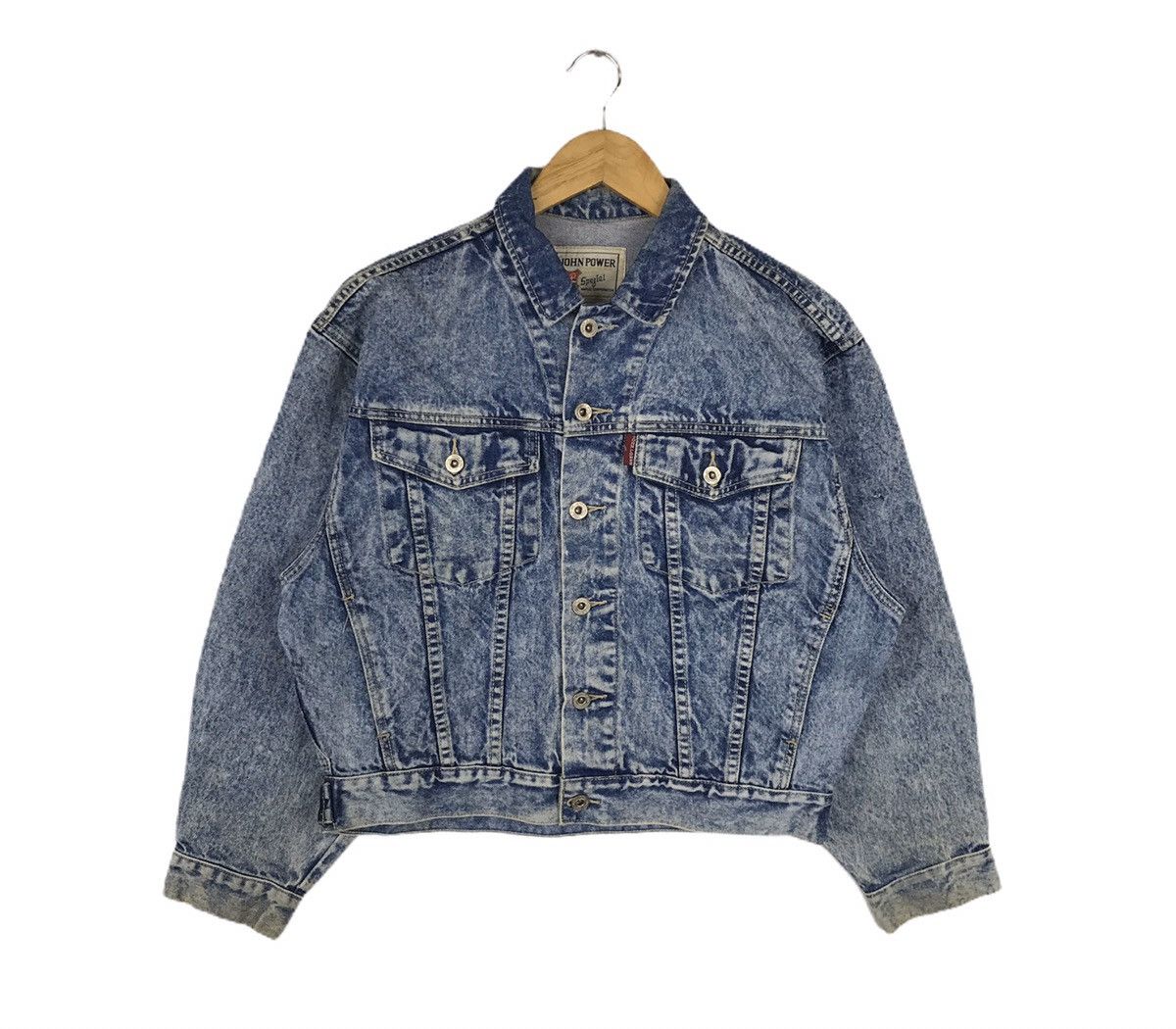 Vintage Vintage John Power Seasoned Denim Trucker Jacket Size US L / EU 52-54 / 3 - 1 Thumbnail