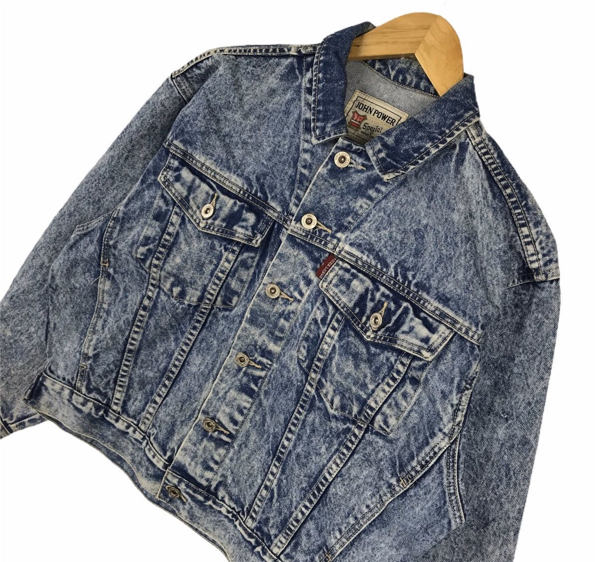 Vintage Vintage John Power Seasoned Denim Trucker Jacket Size US L / EU 52-54 / 3 - 2 Thumbnail