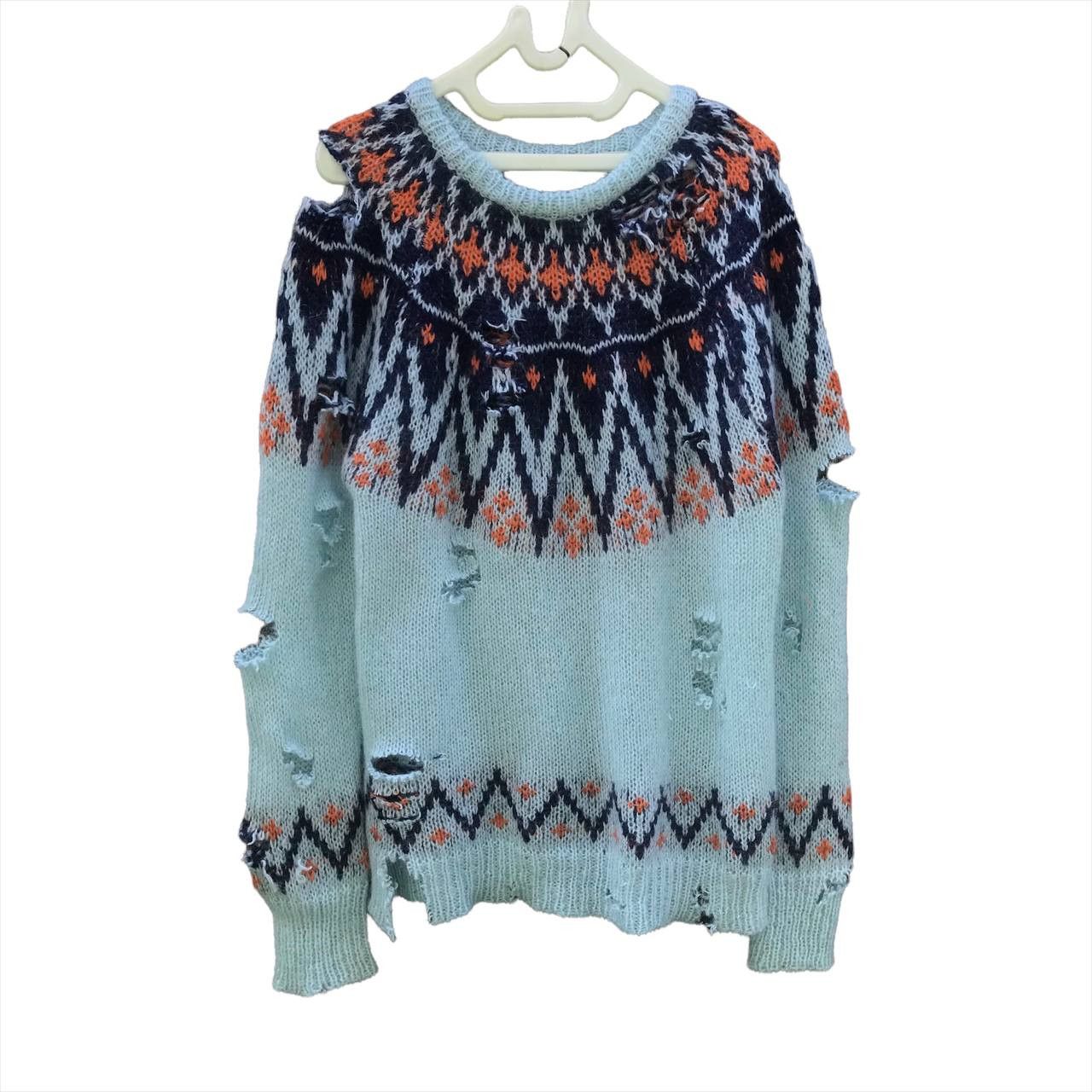 image of 20471120 x Archival Clothing Distressed Mohair Knit Kurt Cobain Style in Blue (Size Medium)