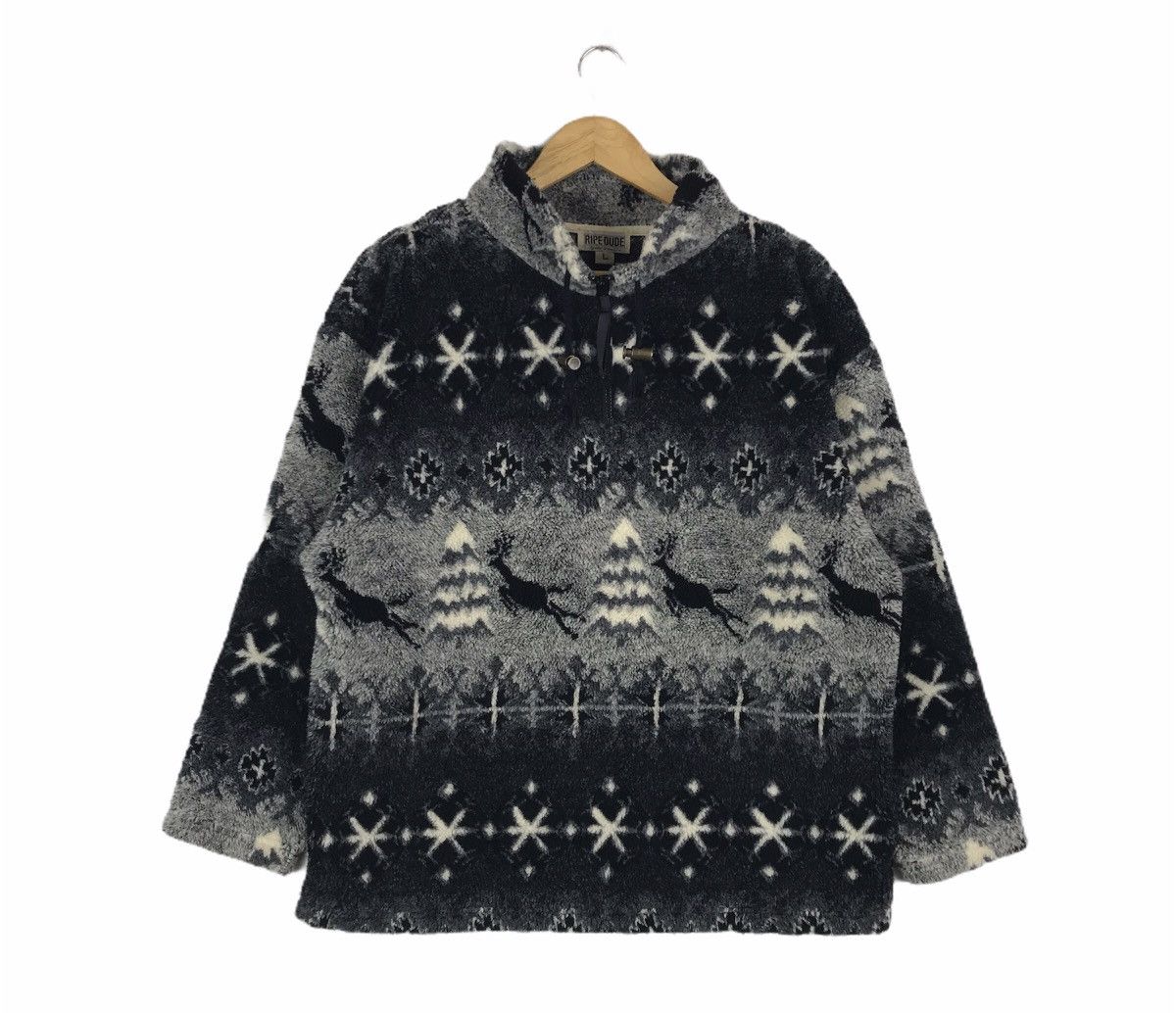 Vintage 90s Habitat Art All Over Print Fleece Sweatshirt