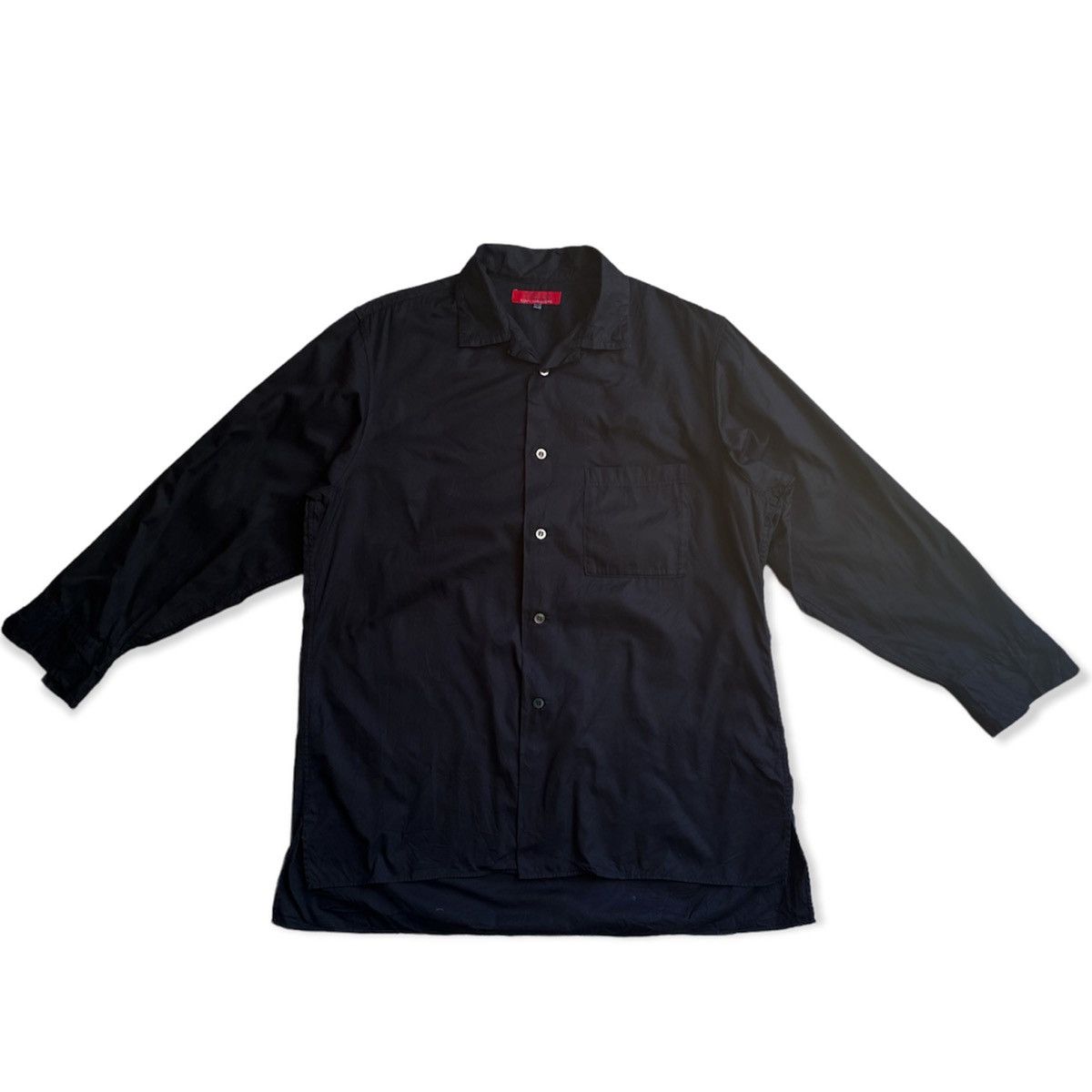 image of Yohji Yamamoto Y’S For Men Red Label Black Overdye Open Collar Shirt (Size Medium)
