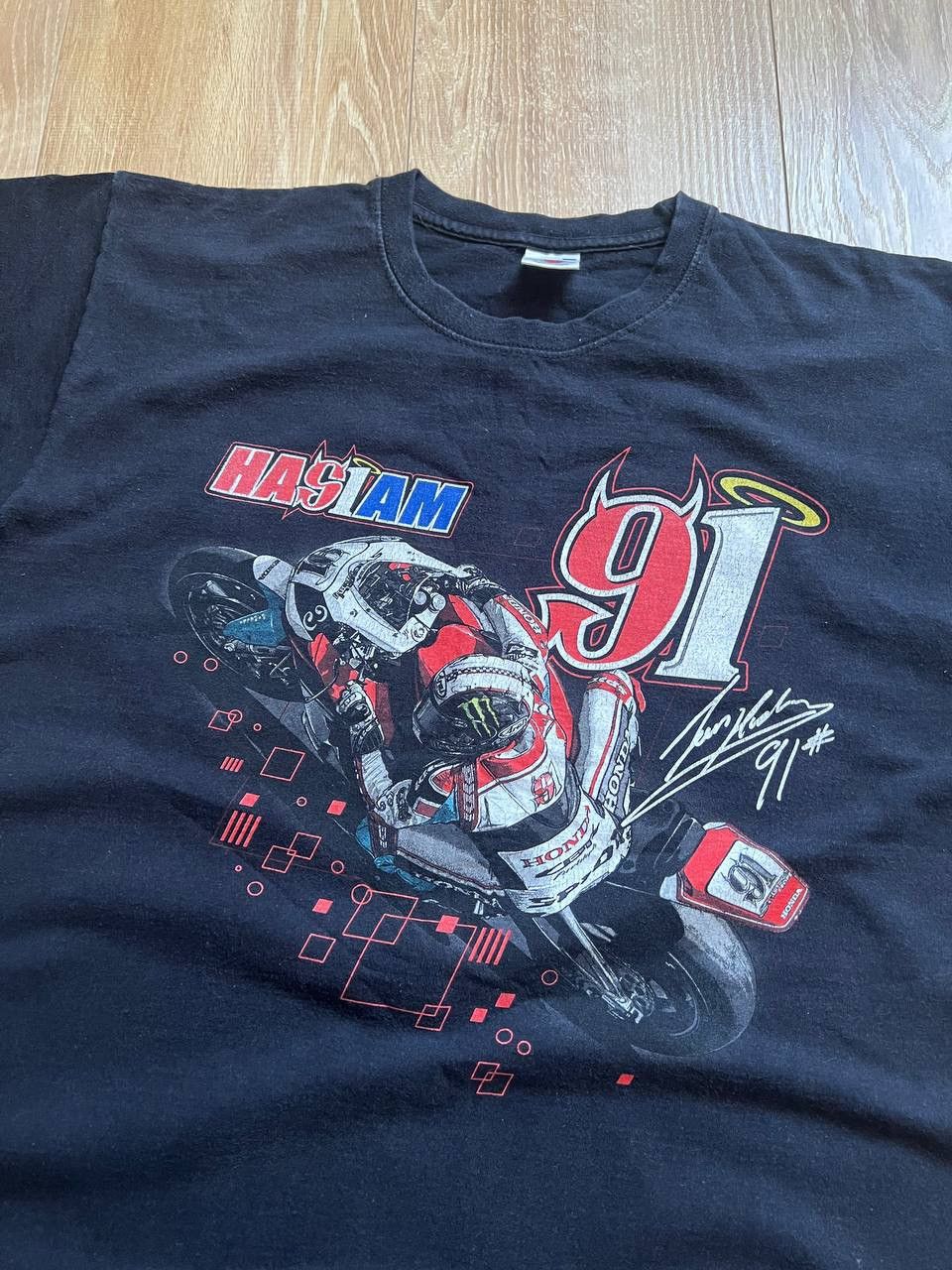 Vintage Vintage Haslam Has1am 91 Moto Racing T-Shirt Size US L / EU 52-54 / 3 - 4 Thumbnail