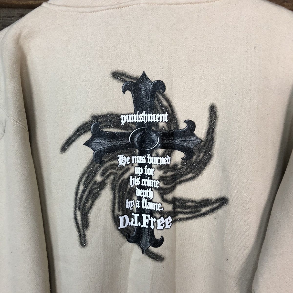 Japanese Brand Dj Free art Cream Hoodie sweatshirt #142B Size US L / EU 52-54 / 3 - 2 Thumbnail
