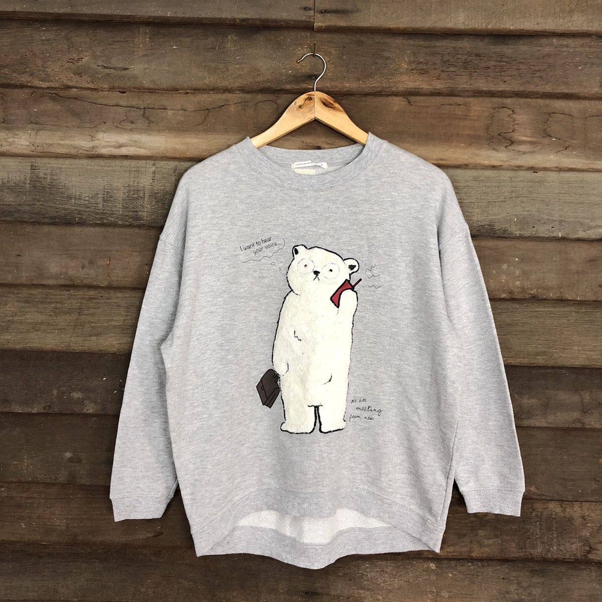Japanese Brand Nice Claup White bear Grey Sweatshirt #101B Size US M / EU 48-50 / 2 - 1 Thumbnail