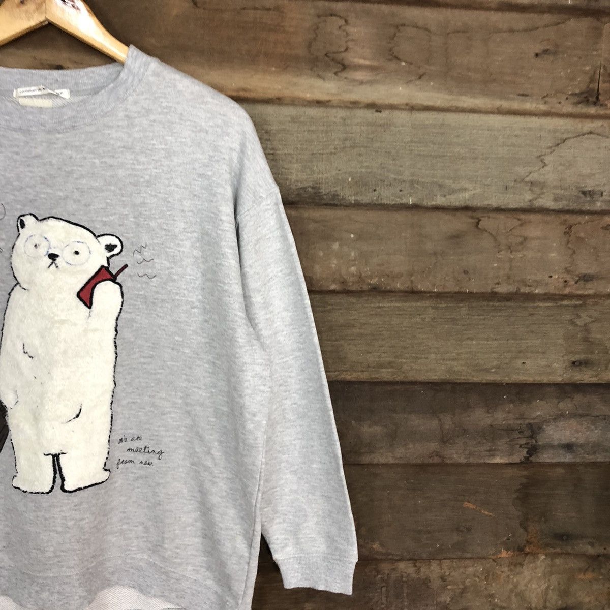 Japanese Brand Nice Claup White bear Grey Sweatshirt #101B Size US M / EU 48-50 / 2 - 5 Thumbnail