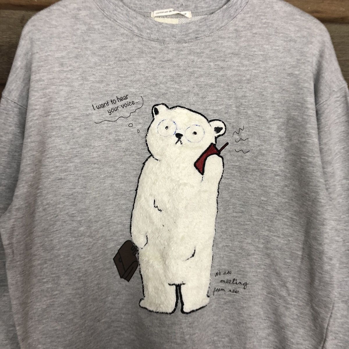Japanese Brand Nice Claup White bear Grey Sweatshirt #101B Size US M / EU 48-50 / 2 - 10 Thumbnail