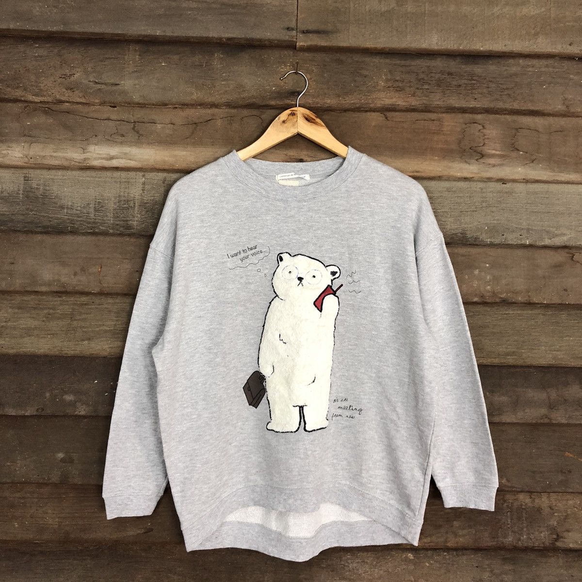 Japanese Brand Nice Claup White bear Grey Sweatshirt #101B Size US M / EU 48-50 / 2 - 3 Thumbnail