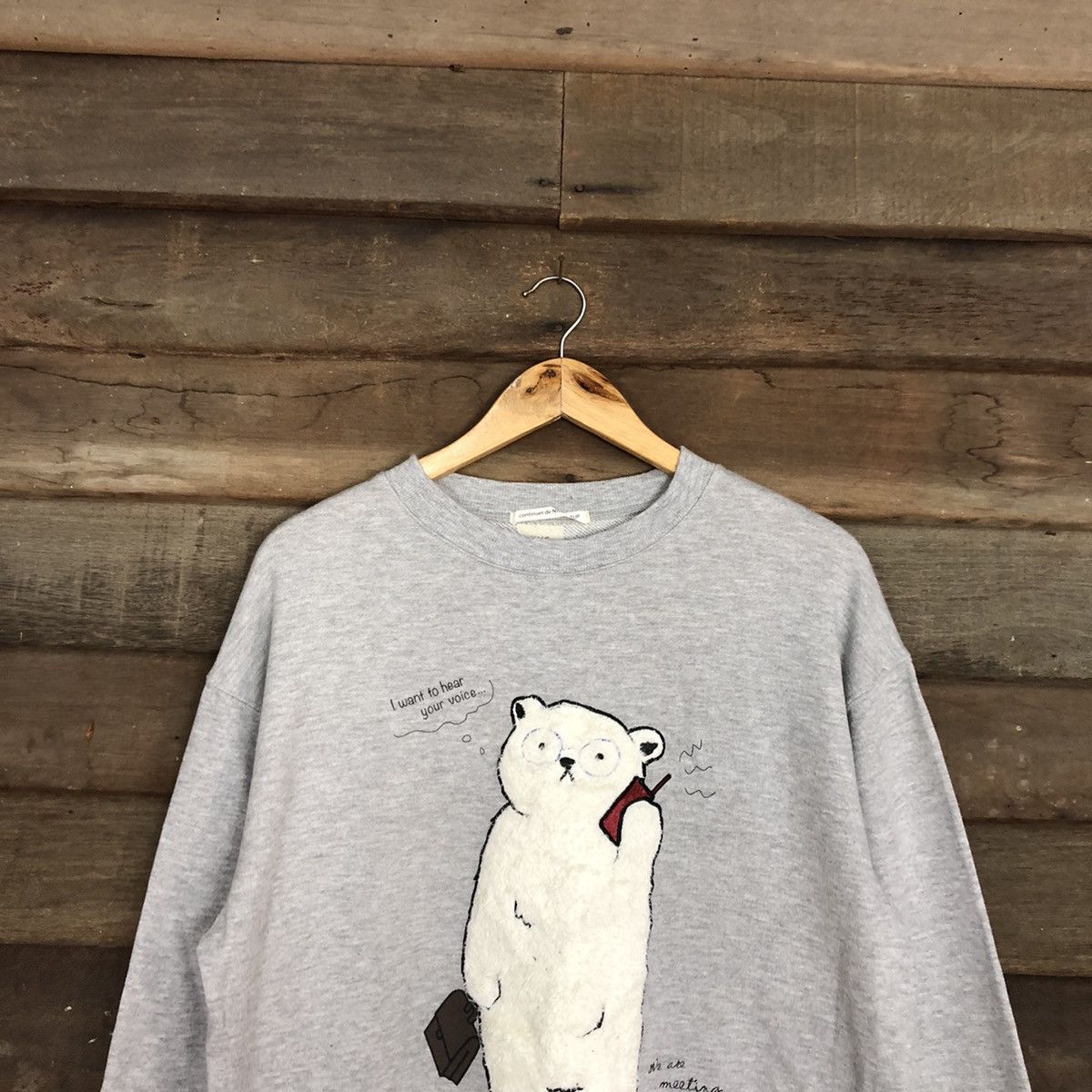 Japanese Brand Nice Claup White bear Grey Sweatshirt #101B Size US M / EU 48-50 / 2 - 9 Thumbnail