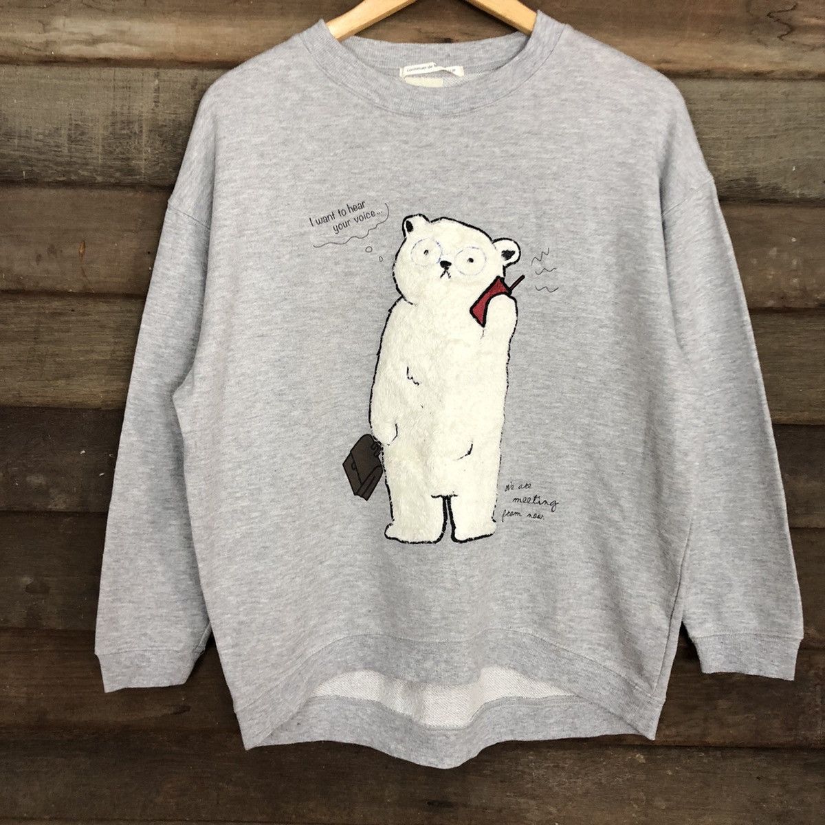 Japanese Brand Nice Claup White bear Grey Sweatshirt #101B Size US M / EU 48-50 / 2 - 8 Thumbnail