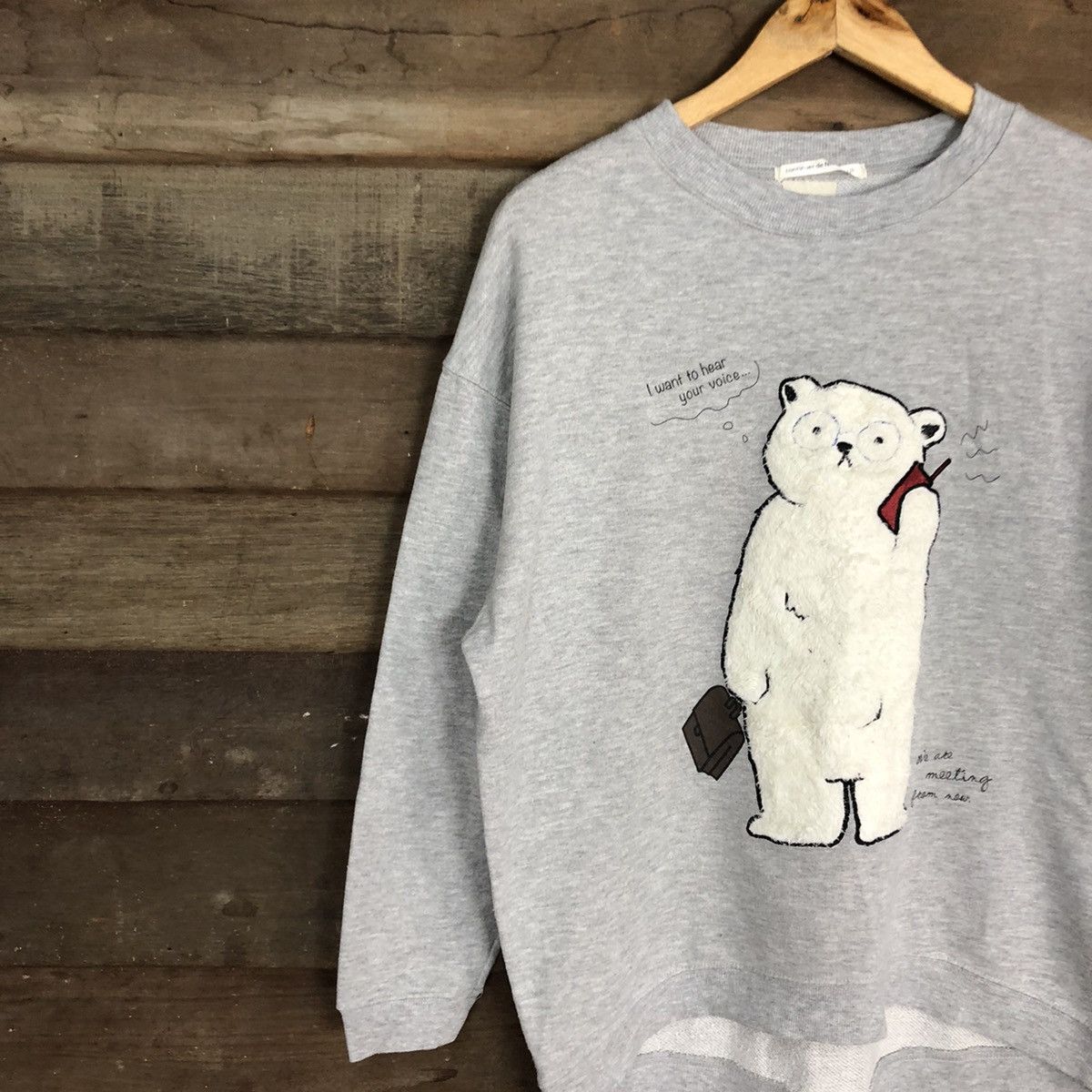 Japanese Brand Nice Claup White bear Grey Sweatshirt #101B Size US M / EU 48-50 / 2 - 7 Thumbnail