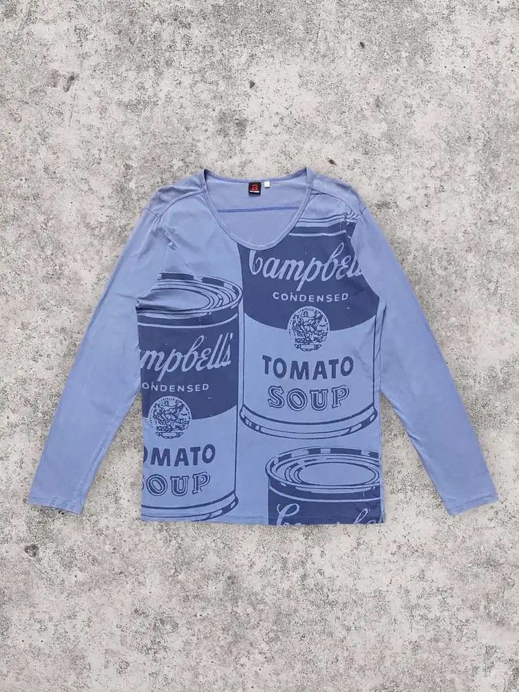 Vintage Andy Warhol Campbel Sos Tomato Soup Long Sleeve Tee