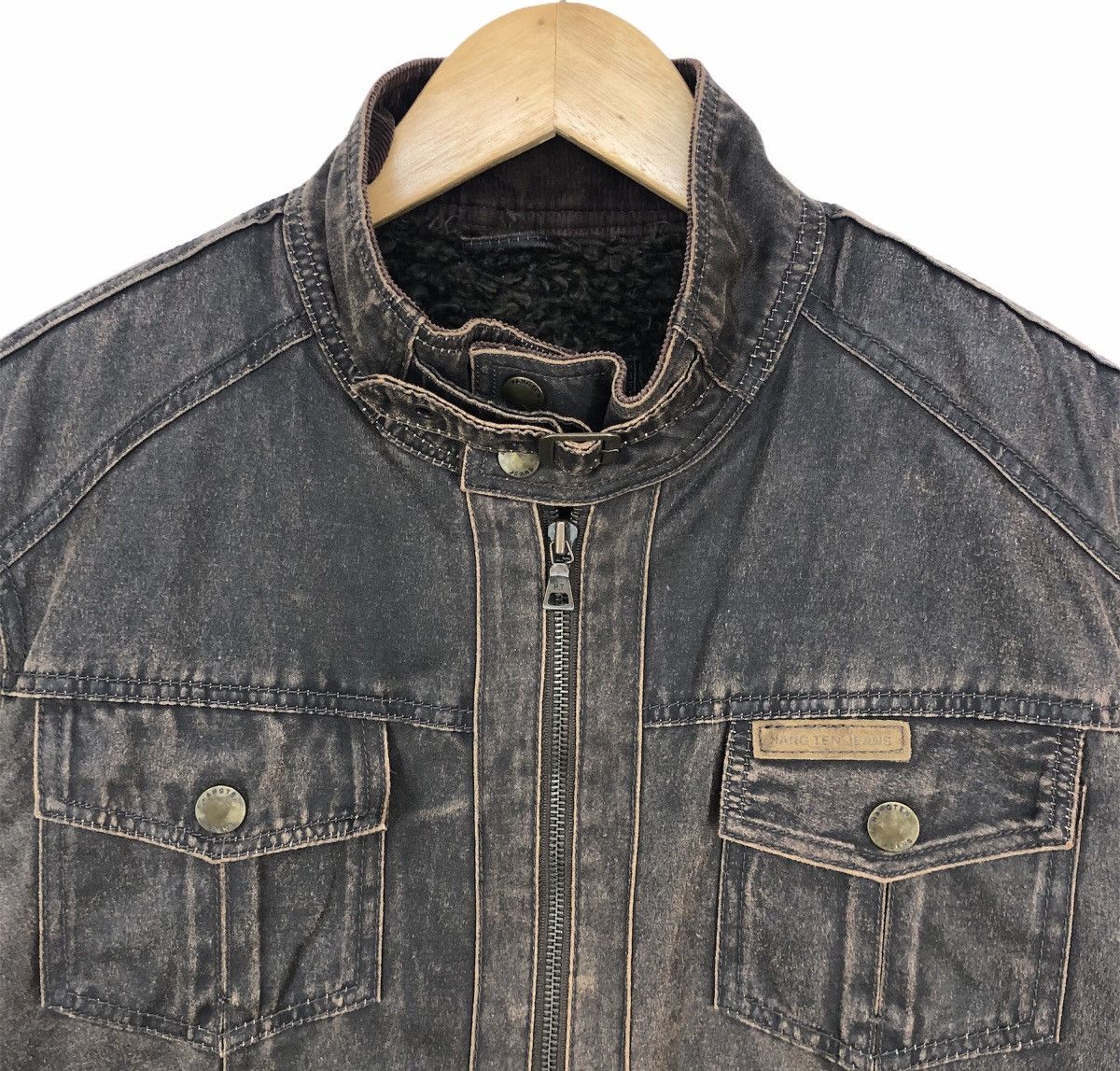 Hang Ten Hangten Jeans Leather Bikers Jacket Size US M / EU 48-50 / 2 - 5 Thumbnail