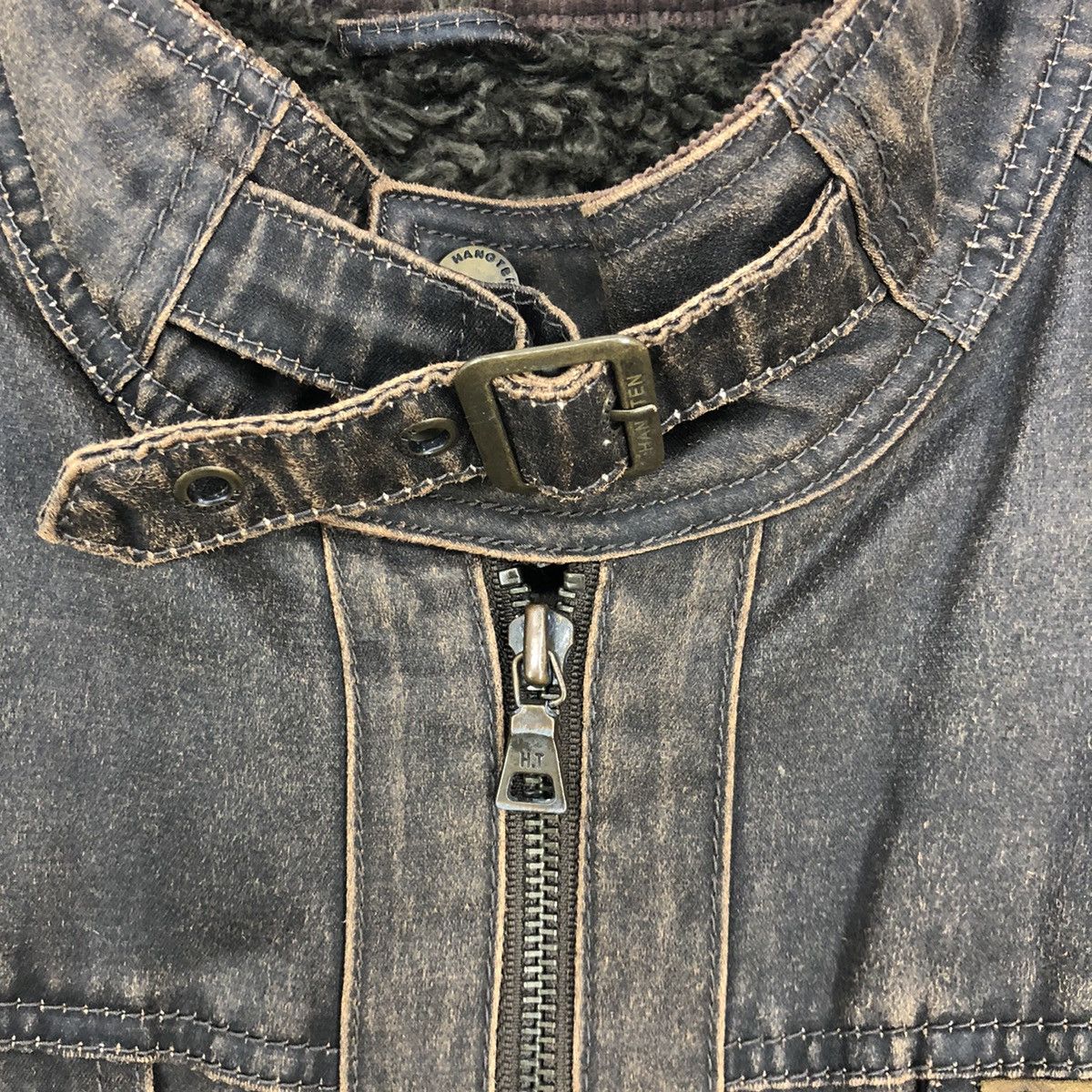 Hang Ten Hangten Jeans Leather Bikers Jacket Size US M / EU 48-50 / 2 - 8 Thumbnail