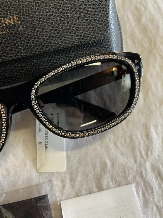 Celine Celine CL4086IS 01A Shiny Black Rhinestone Oval Sunglasses Size ONE SIZE - 4 Thumbnail