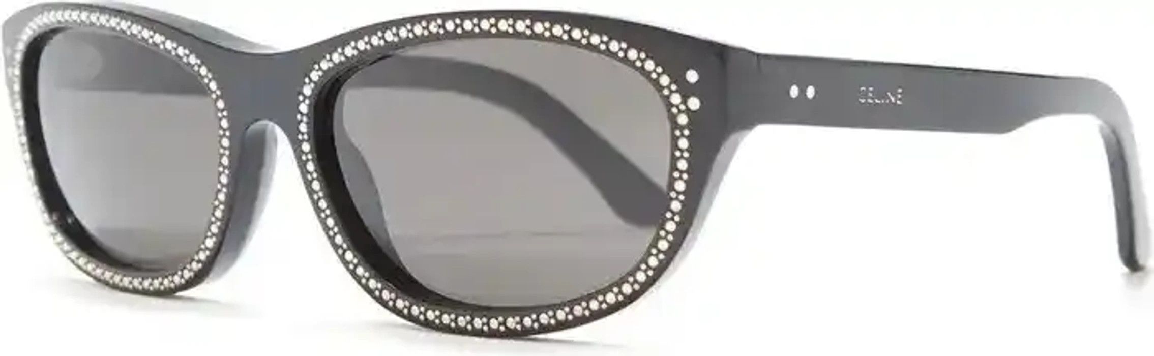 Celine Celine CL4086IS 01A Shiny Black Rhinestone Oval Sunglasses Size ONE SIZE - 5 Thumbnail