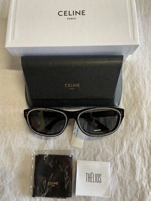 Celine Celine CL4086IS 01A Shiny Black Rhinestone Oval Sunglasses Size ONE SIZE - 3 Thumbnail