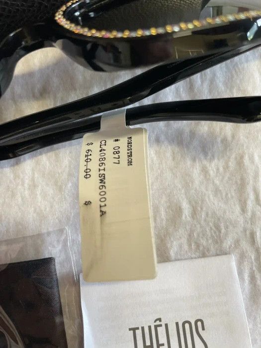 Celine Celine CL4086IS 01A Shiny Black Rhinestone Oval Sunglasses Size ONE SIZE - 7 Thumbnail