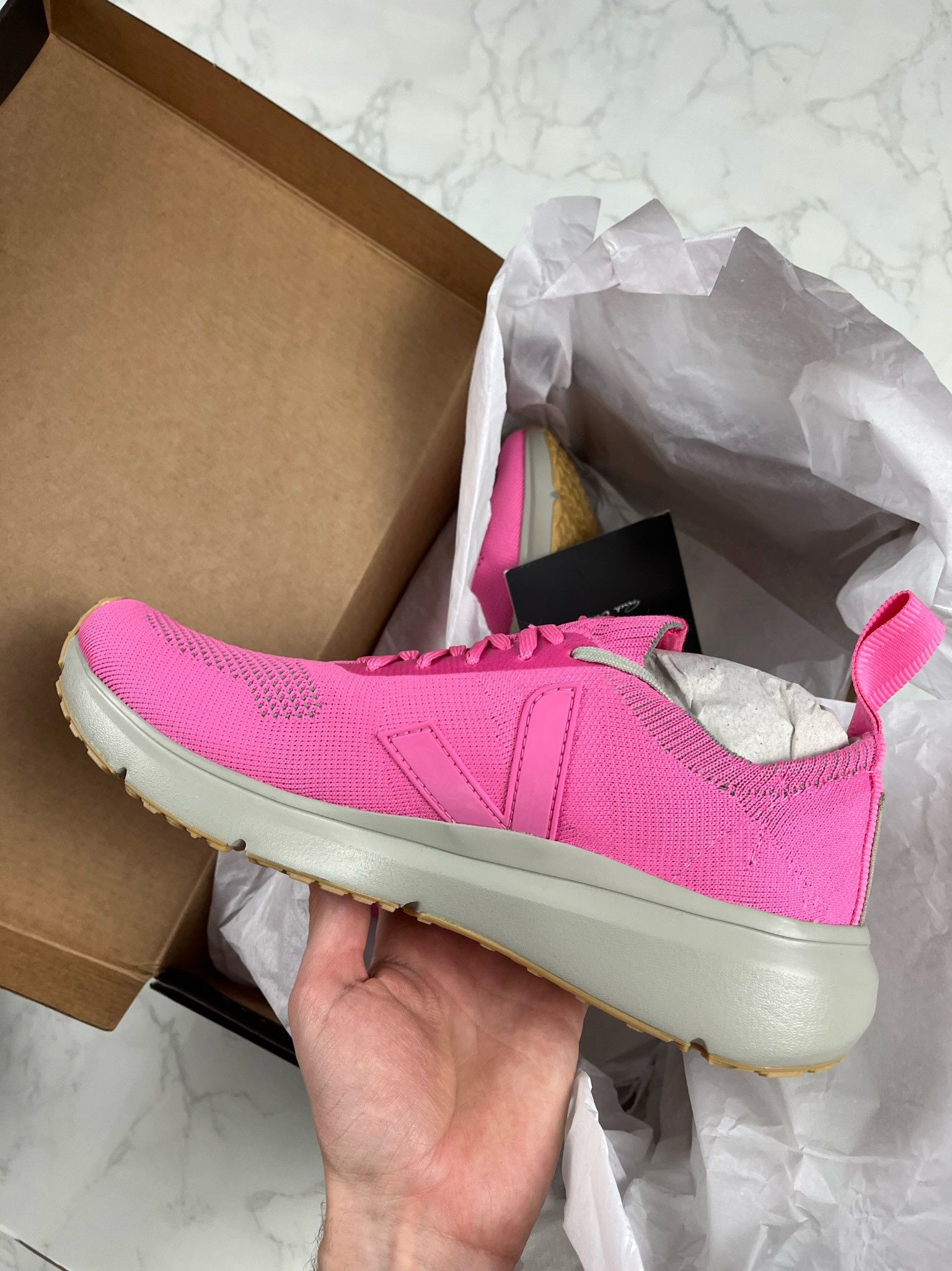 Rick Owens × Veja 🔥[SALE]🔥 Rick Owens x Veja Pop Pink Sock Vegan Sneakers Size US 8 / EU 41 - 9 Thumbnail